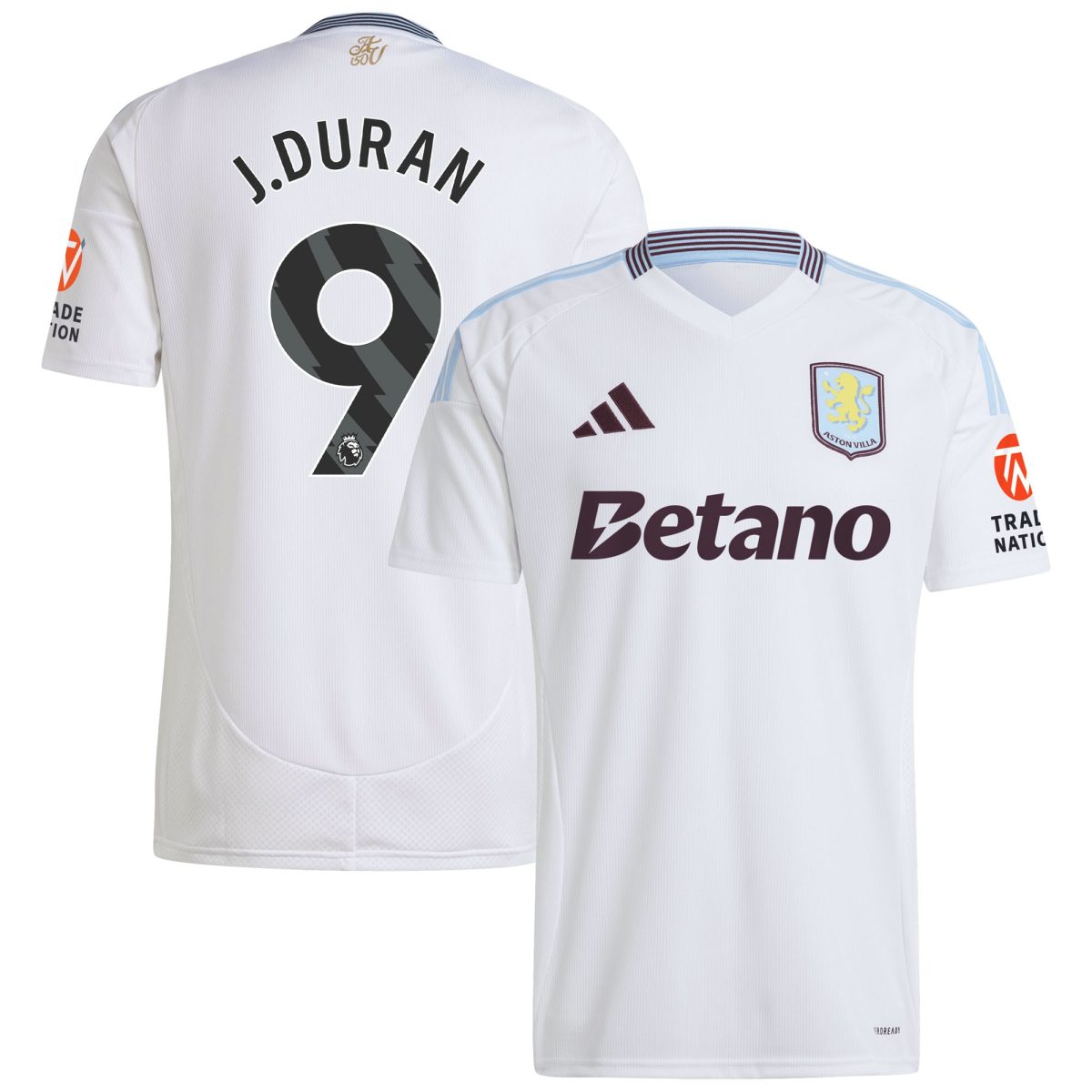 Aston Villa Jerseys - Official aston villa adidas away shirt 2024-25 with j.duran 9 printing Collection for AVFC Fans