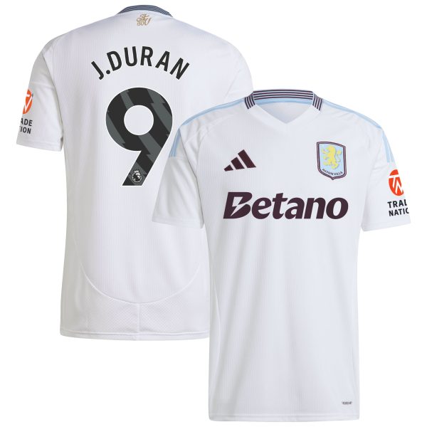 Aston Villa Jerseys - Official aston villa adidas away shirt 2024-25 with j.duran 9 printing Collection for AVFC Fans