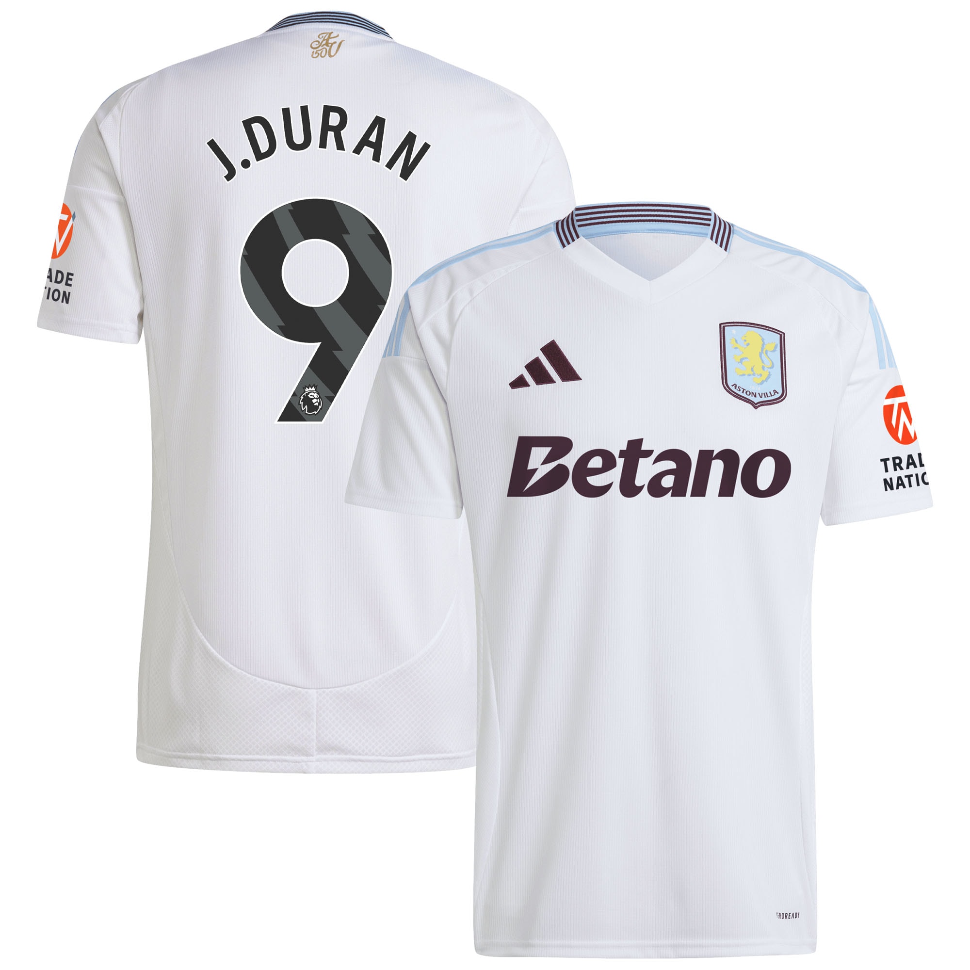 Aston Villa Jerseys - Official aston villa adidas away shirt 2024-25 with j.duran 9 printing Collection for AVFC Fans