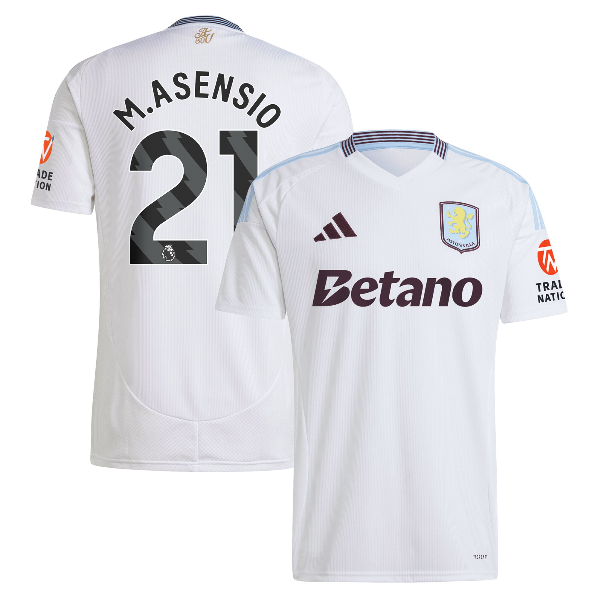 Aston Villa Jerseys - Official aston villa adidas away shirt 2024-25 with m.asensio 21 printing Collection for AVFC Fans