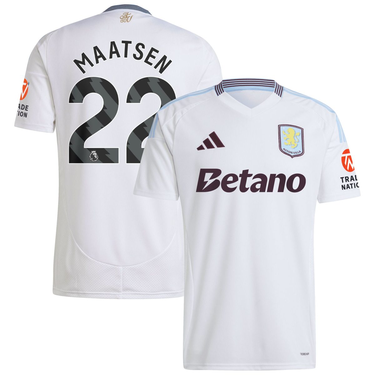 Aston Villa Jerseys - Official aston villa adidas away shirt 2024-25 with maatsen 22 printing Collection for AVFC Fans