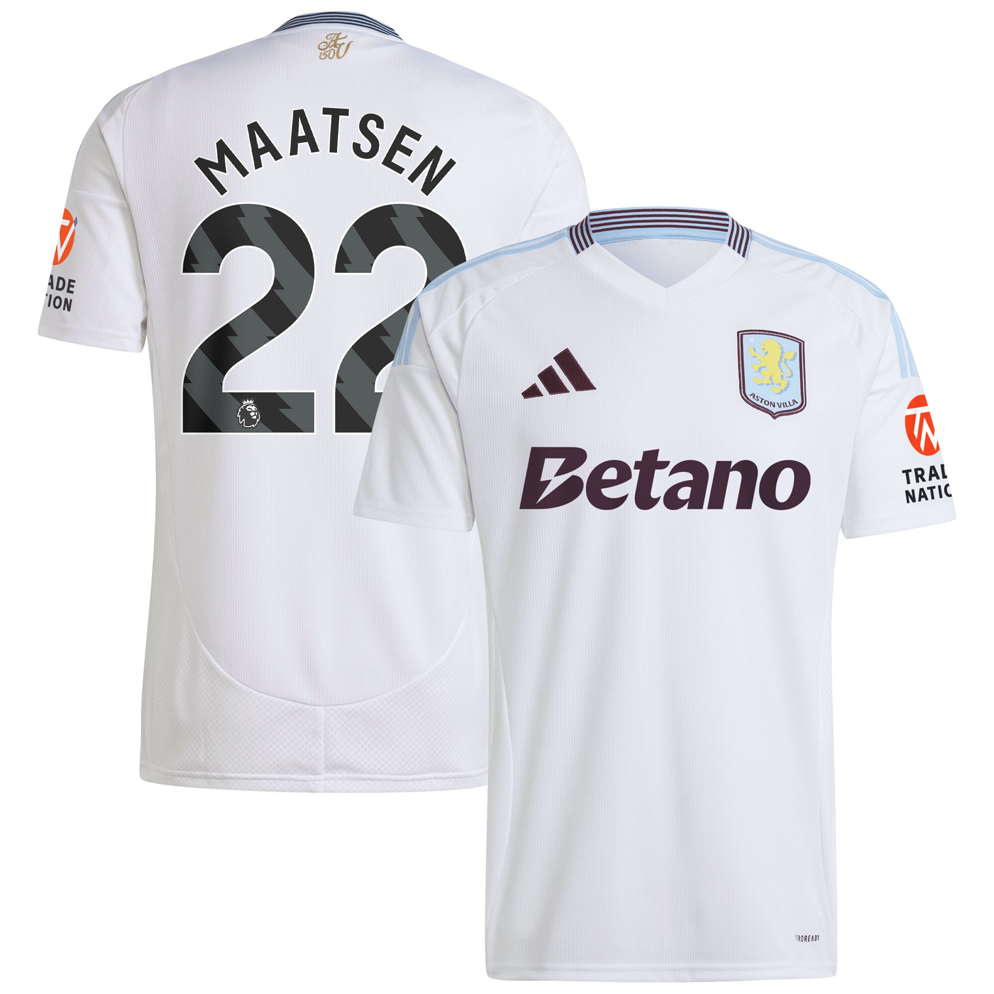 Aston Villa Jerseys - Official aston villa adidas away shirt 2024-25 with maatsen 22 printing Collection for AVFC Fans