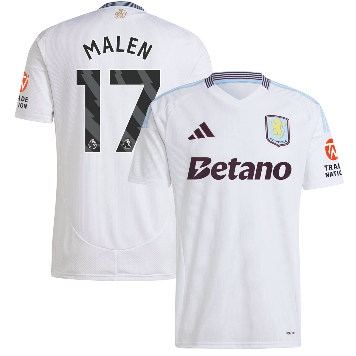 Aston Villa Jerseys - Official aston villa adidas away shirt 2024-25 with malen 17 printing Collection for AVFC Fans