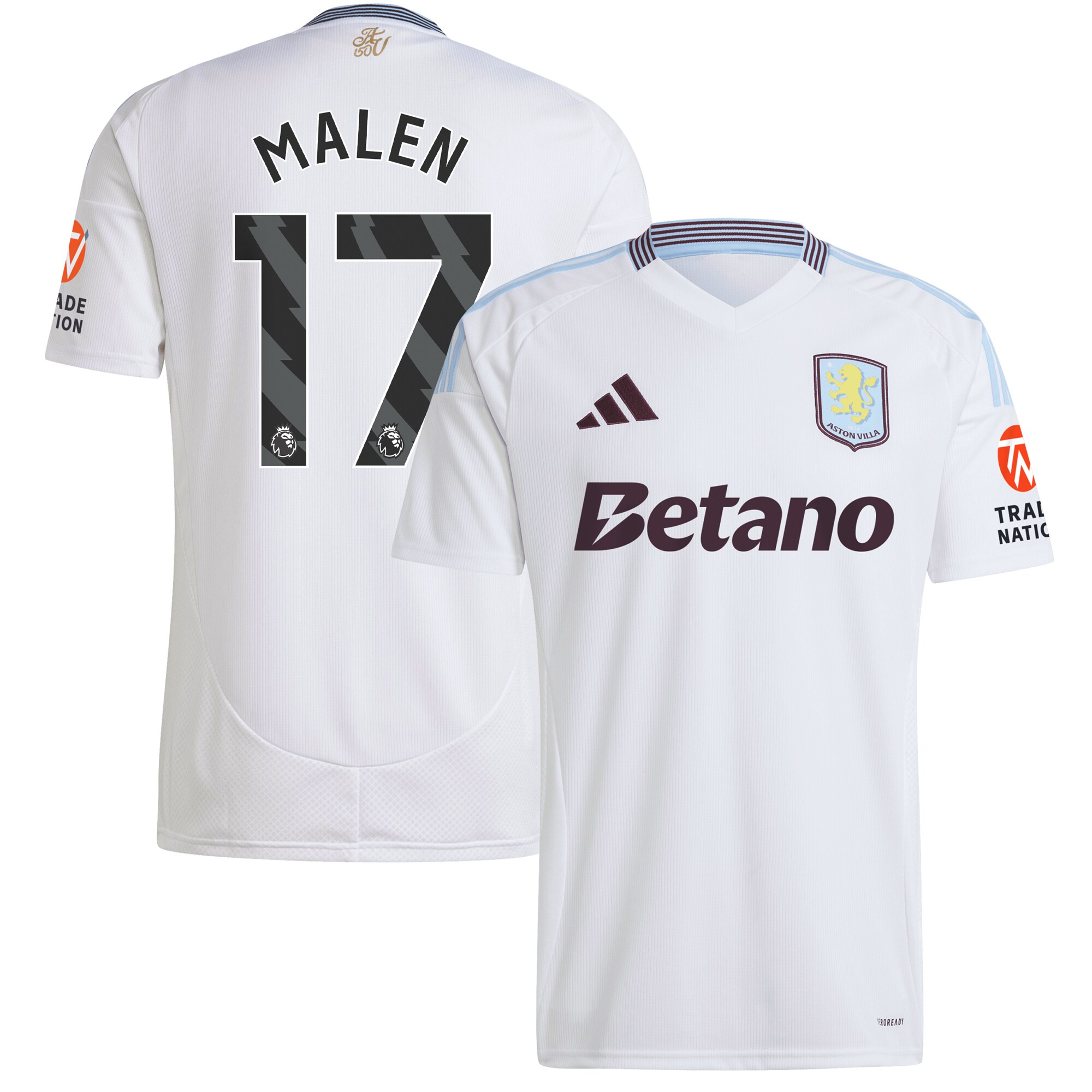 Aston Villa Jerseys - Official aston villa adidas away shirt 2024-25 with malen 17 printing Collection for AVFC Fans