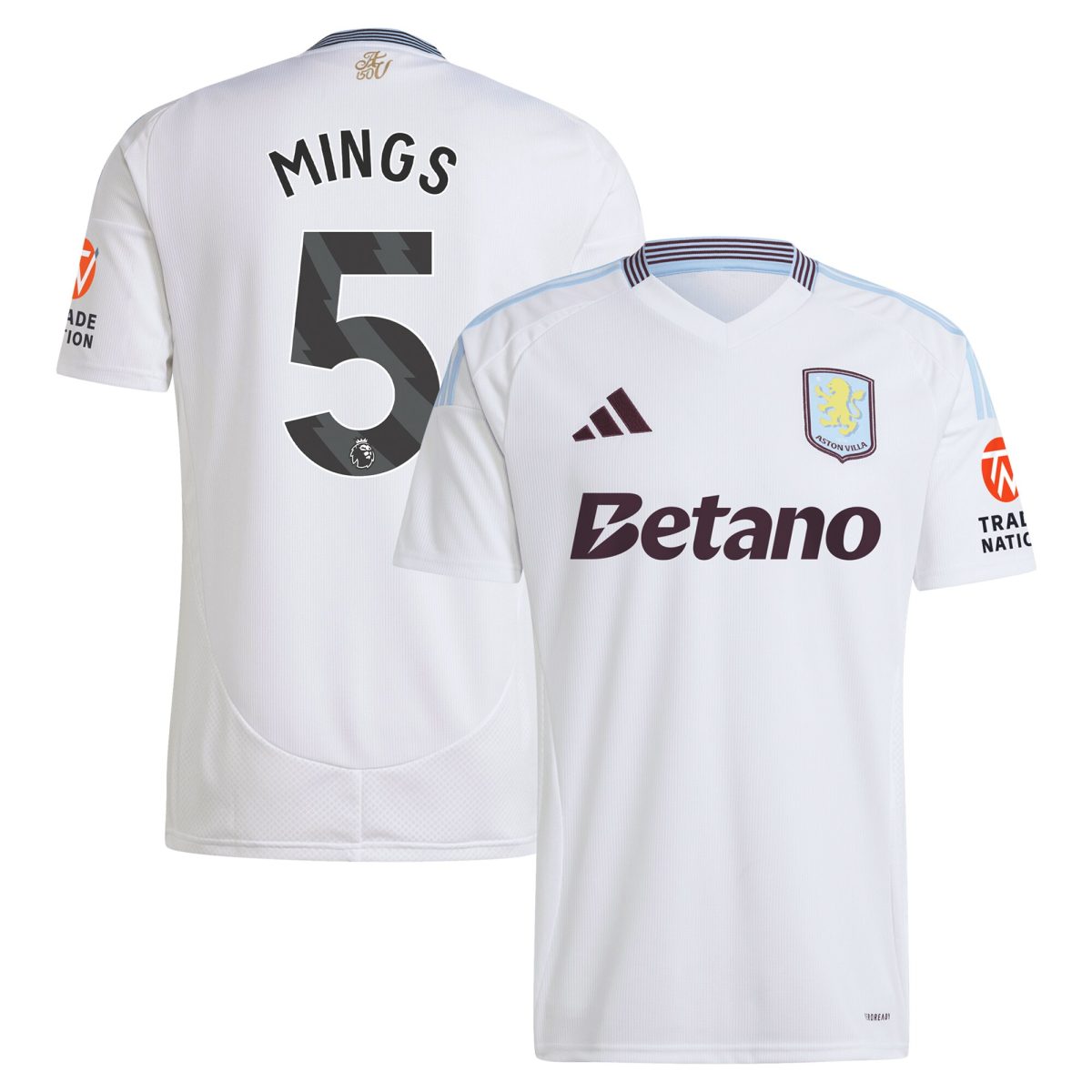Aston Villa Jerseys - Official aston villa adidas away shirt 2024-25 with mings 5 printing Collection for AVFC Fans