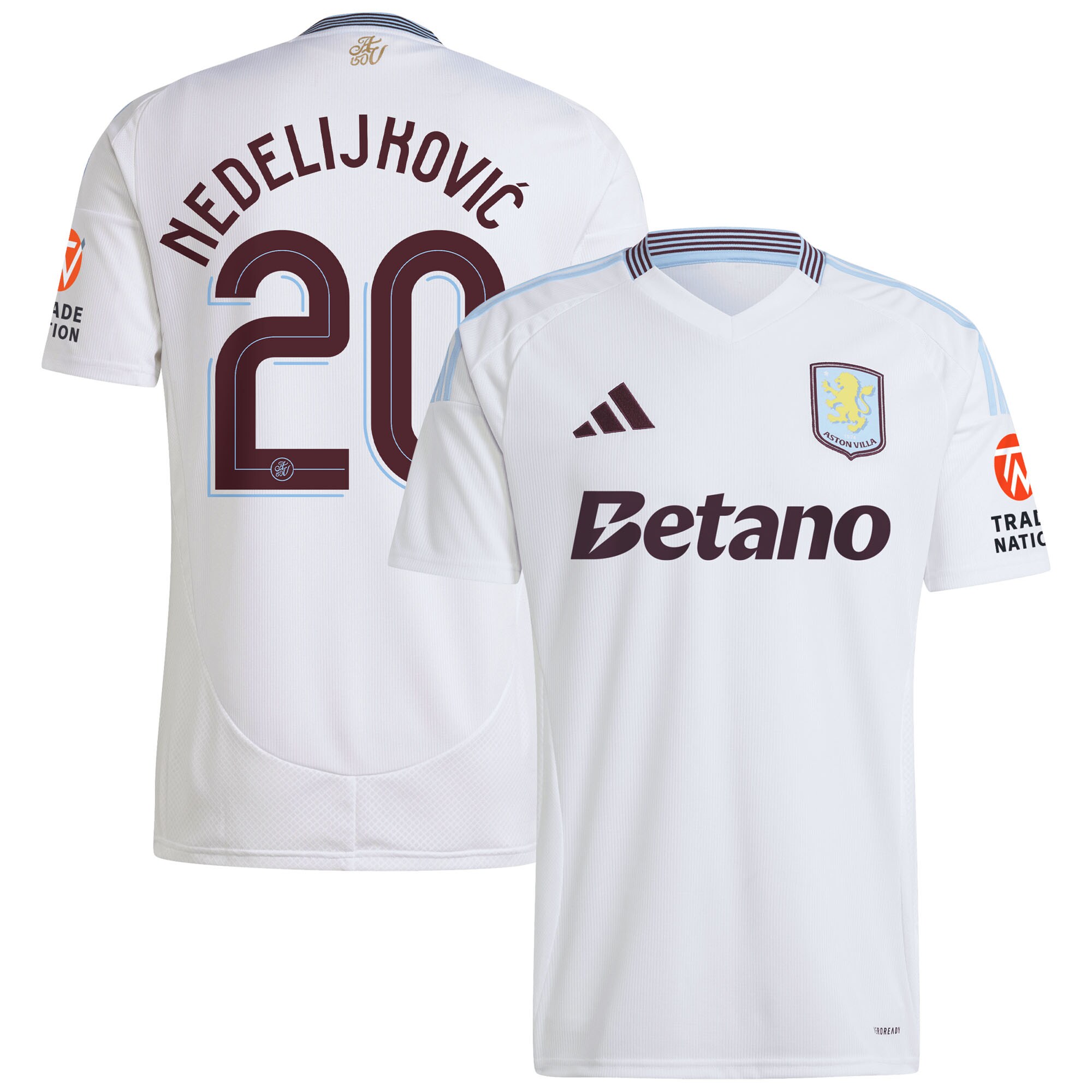 Aston Villa Jerseys - Official aston villa adidas away shirt 2024-25 with nedeljković 20 cup printing Collection for AVFC Fans