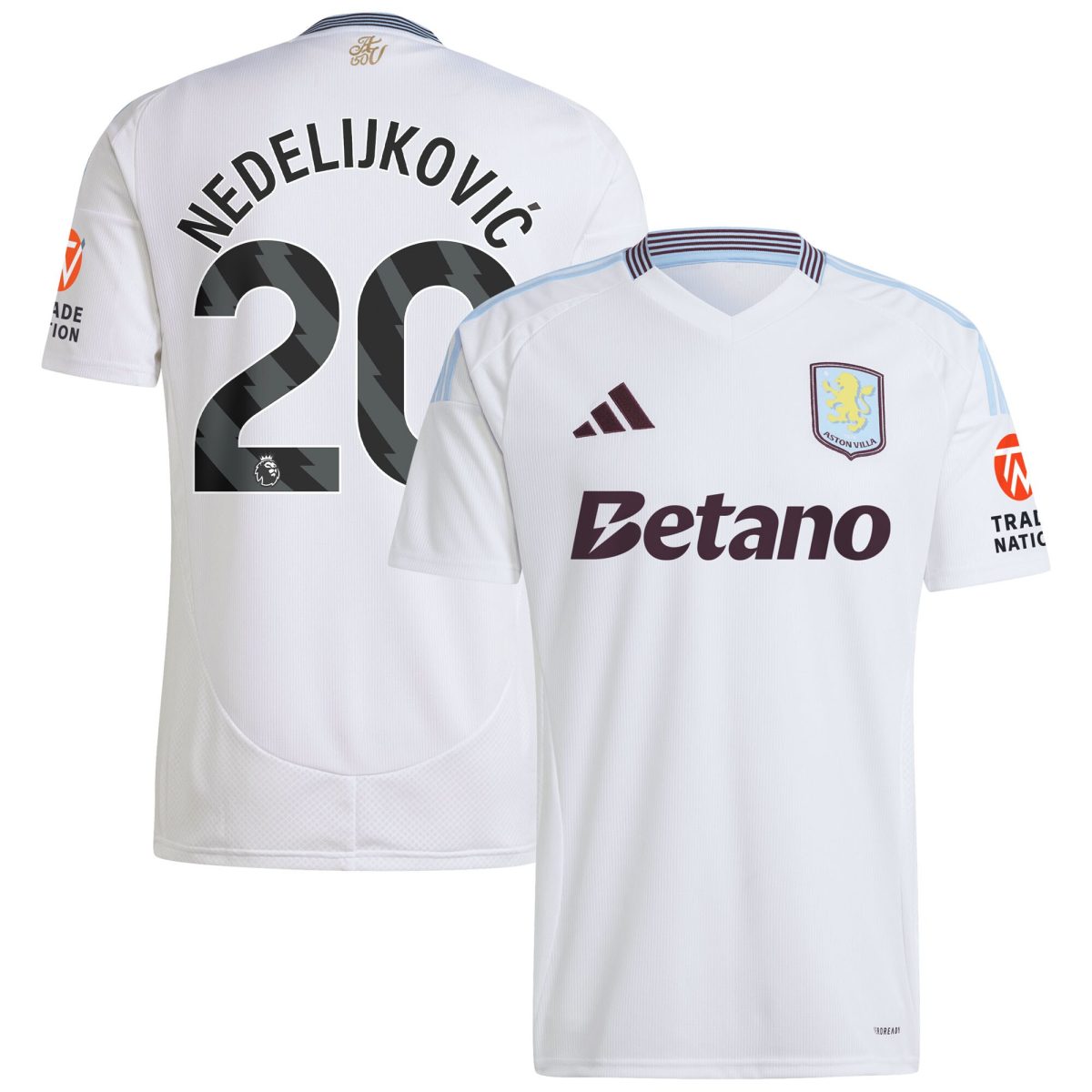 Aston Villa Jerseys - Official aston villa adidas away shirt 2024-25 with nedeljković 20 printing Collection for AVFC Fans