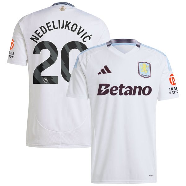 Aston Villa Jerseys - Official aston villa adidas away shirt 2024-25 with nedeljković 20 printing Collection for AVFC Fans