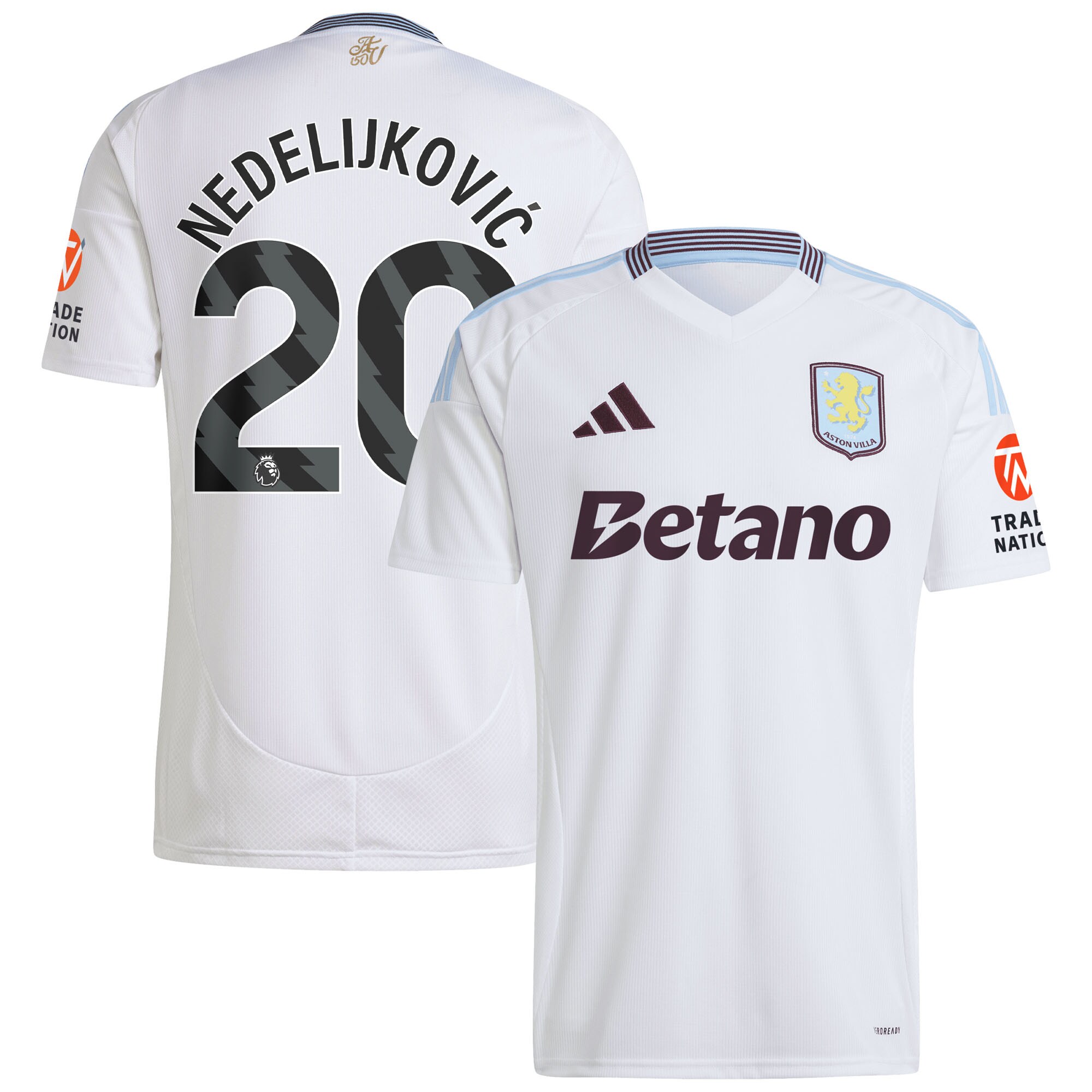 Aston Villa Jerseys - Official aston villa adidas away shirt 2024-25 with nedeljković 20 printing Collection for AVFC Fans