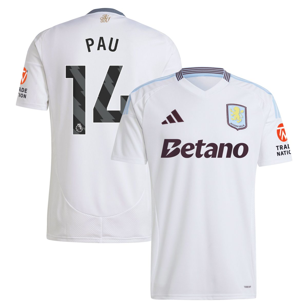 Aston Villa Jerseys - Official aston villa adidas away shirt 2024-25 with pau 14 printing Collection for AVFC Fans