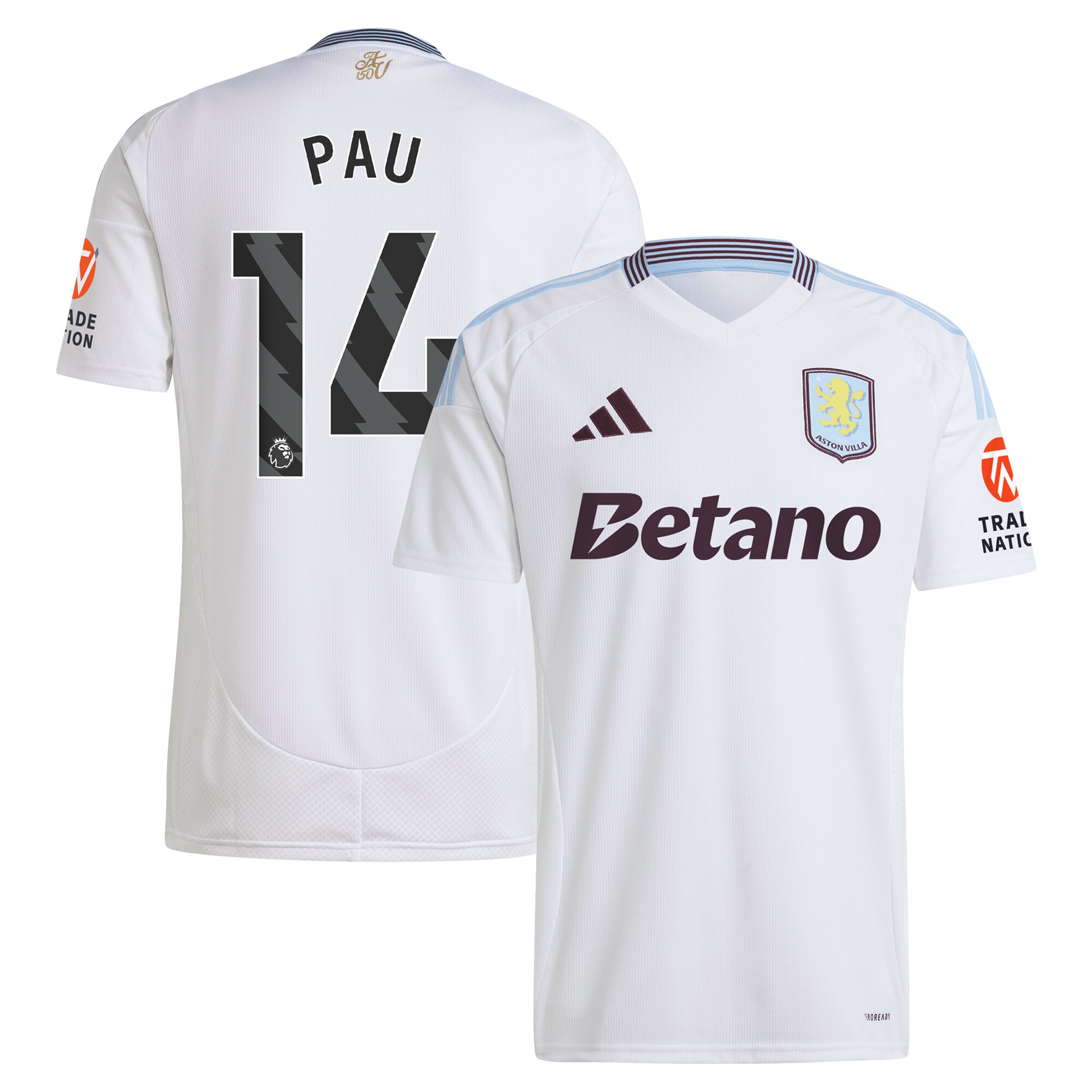 Aston Villa Jerseys - Official aston villa adidas away shirt 2024-25 with pau 14 printing Collection for AVFC Fans