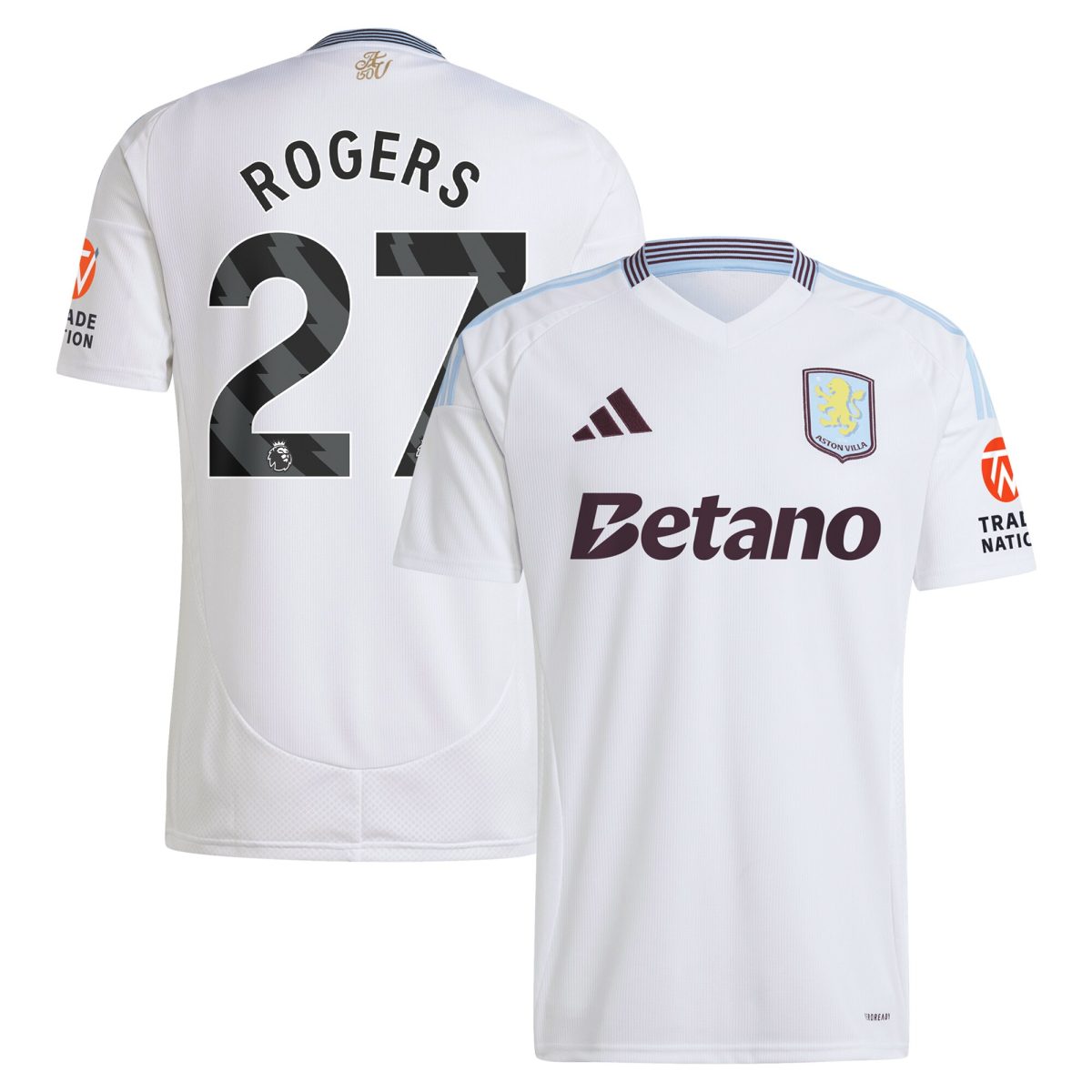 Aston Villa Jerseys - Official aston villa adidas away shirt 2024-25 with rogers 27 printing Collection for AVFC Fans