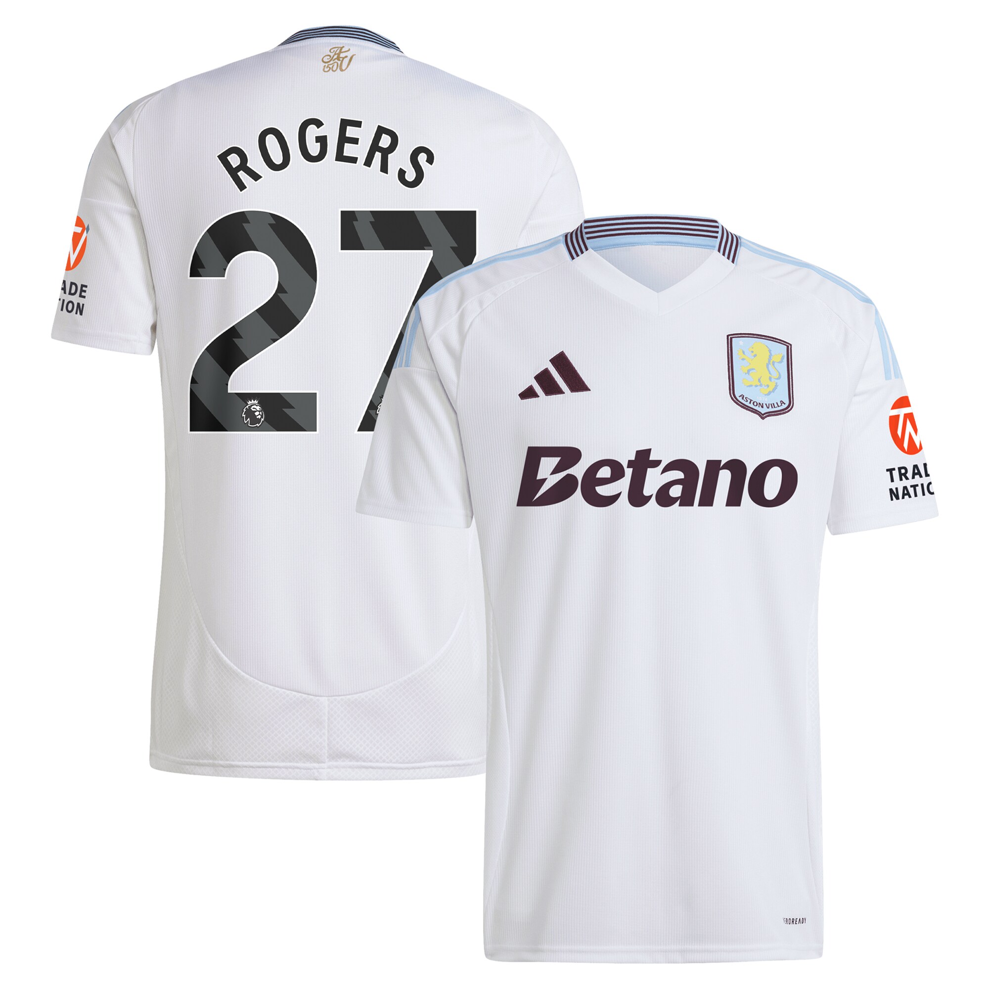 Aston Villa Jerseys - Official aston villa adidas away shirt 2024-25 with rogers 27 printing Collection for AVFC Fans