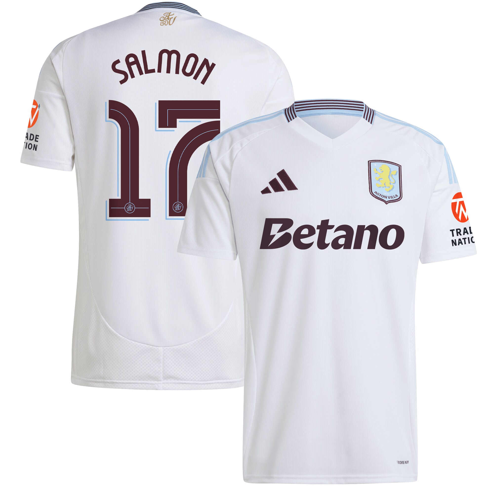 Aston Villa Jerseys - Official aston villa adidas away shirt 2024-25 with salmon 17 cup printing Collection for AVFC Fans