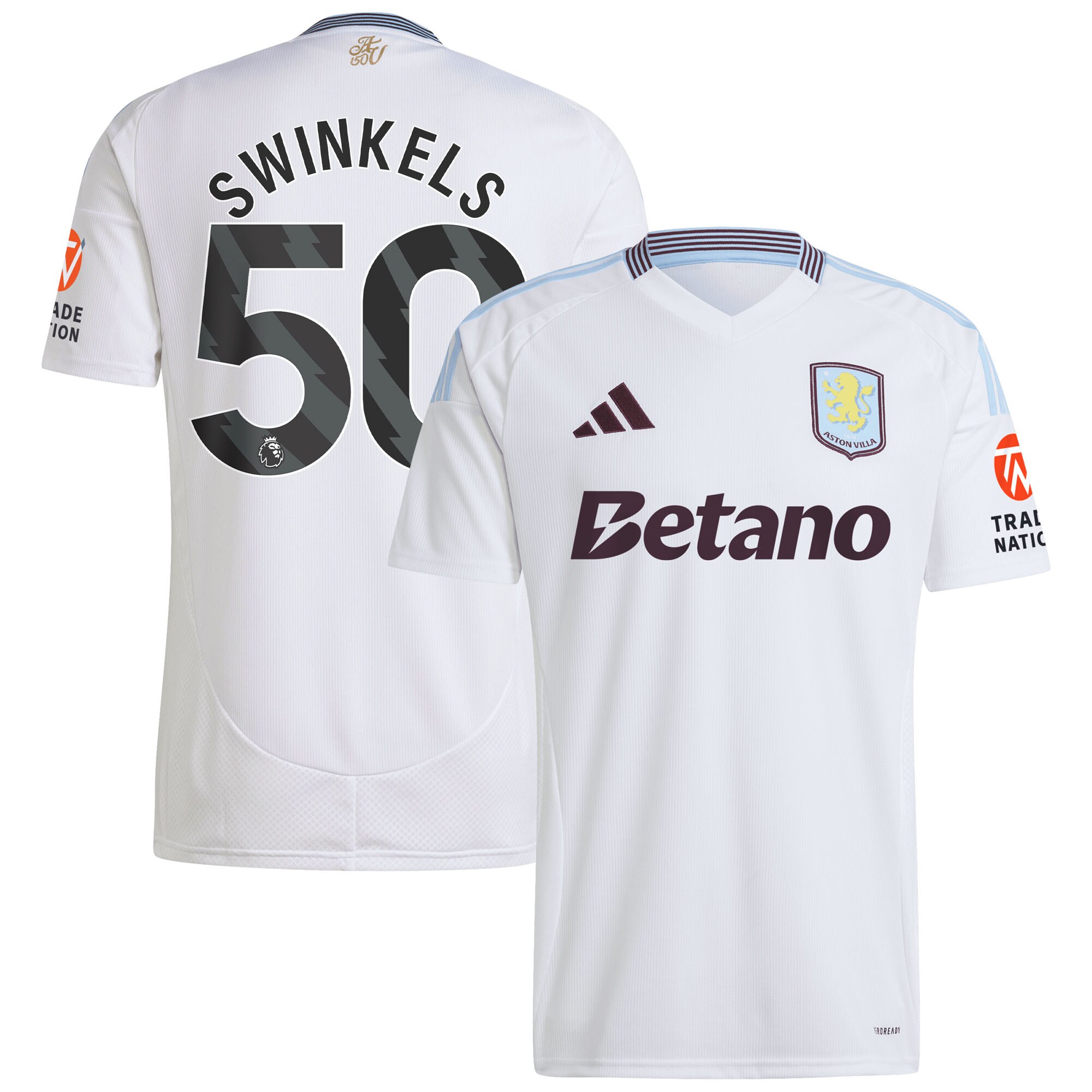 Aston Villa Jerseys - Official aston villa adidas away shirt 2024-25 with swinkels 50 printing Collection for AVFC Fans