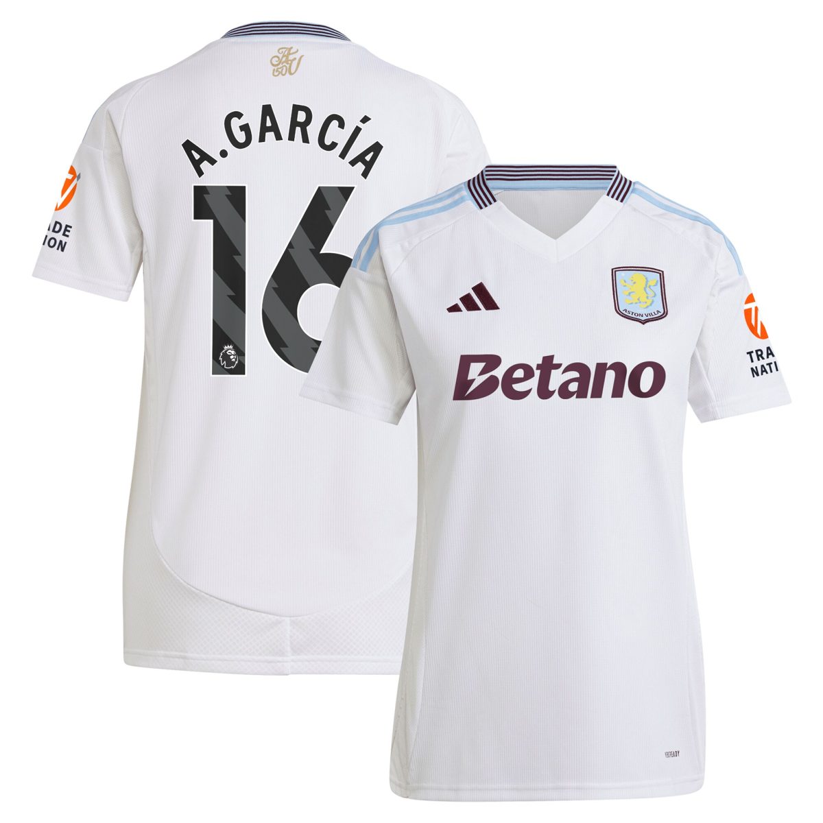 Aston Villa Jerseys - Official aston villa adidas away shirt 2024-25 – womens with a.garcía 16 printing Collection for AVFC Fans