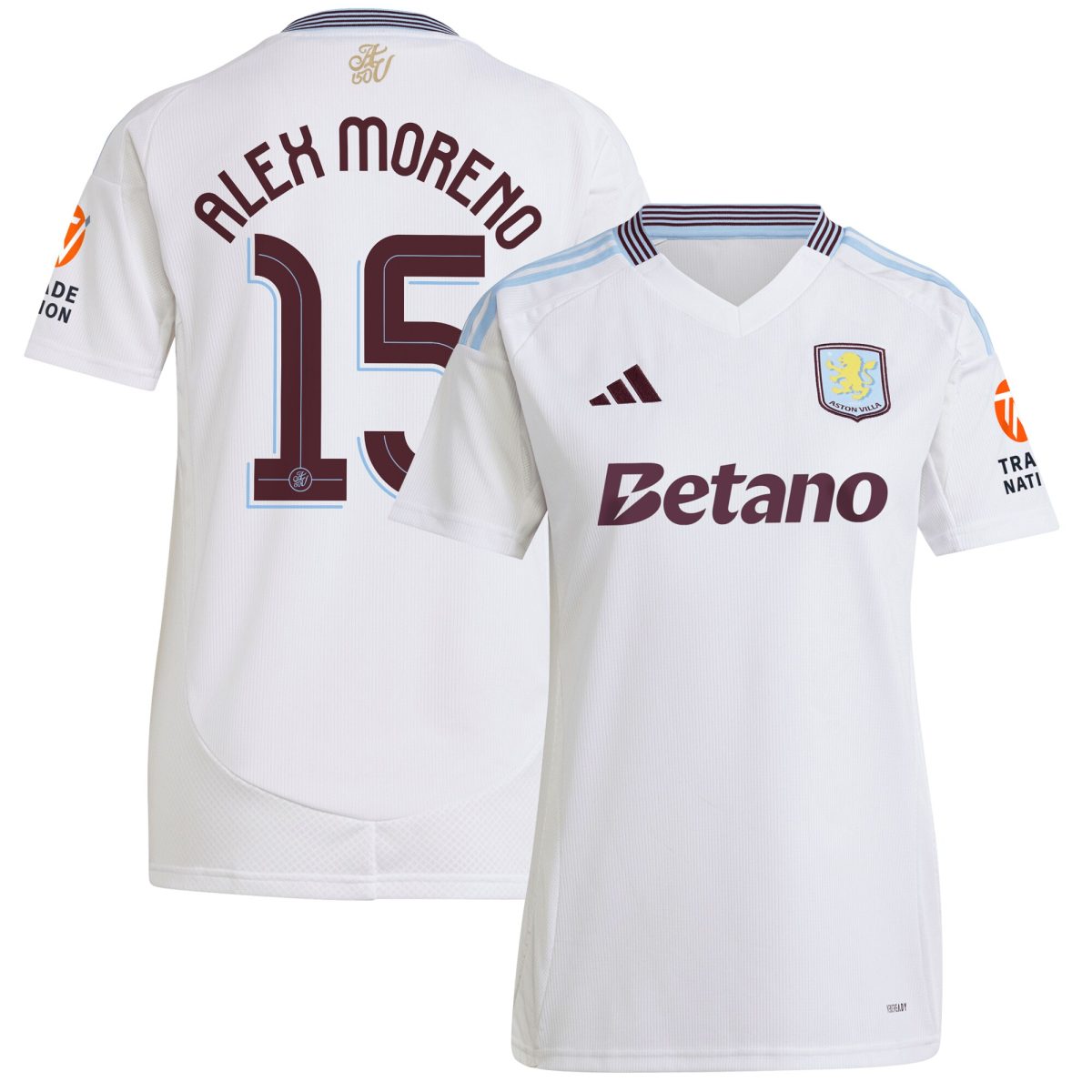 Aston Villa Jerseys - Official aston villa adidas away shirt 2024-25 – womens with alex moreno 15 cup printing Collection for AVFC Fans