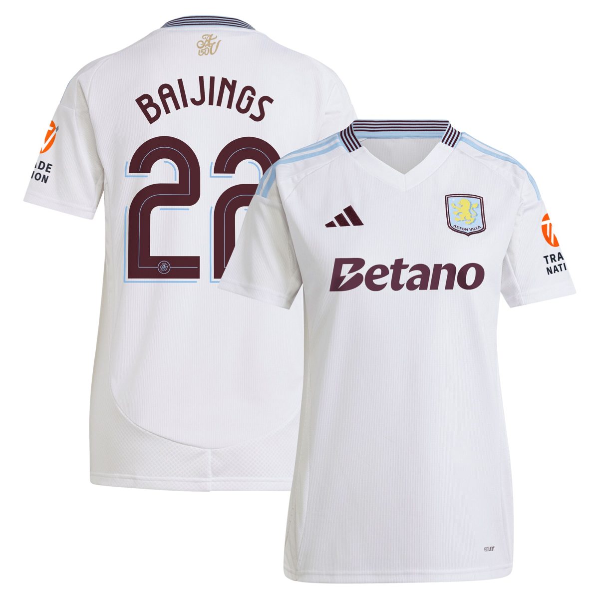 Aston Villa Jerseys - Official aston villa adidas away shirt 2024-25 – womens with baijings 22 cup printing Collection for AVFC Fans