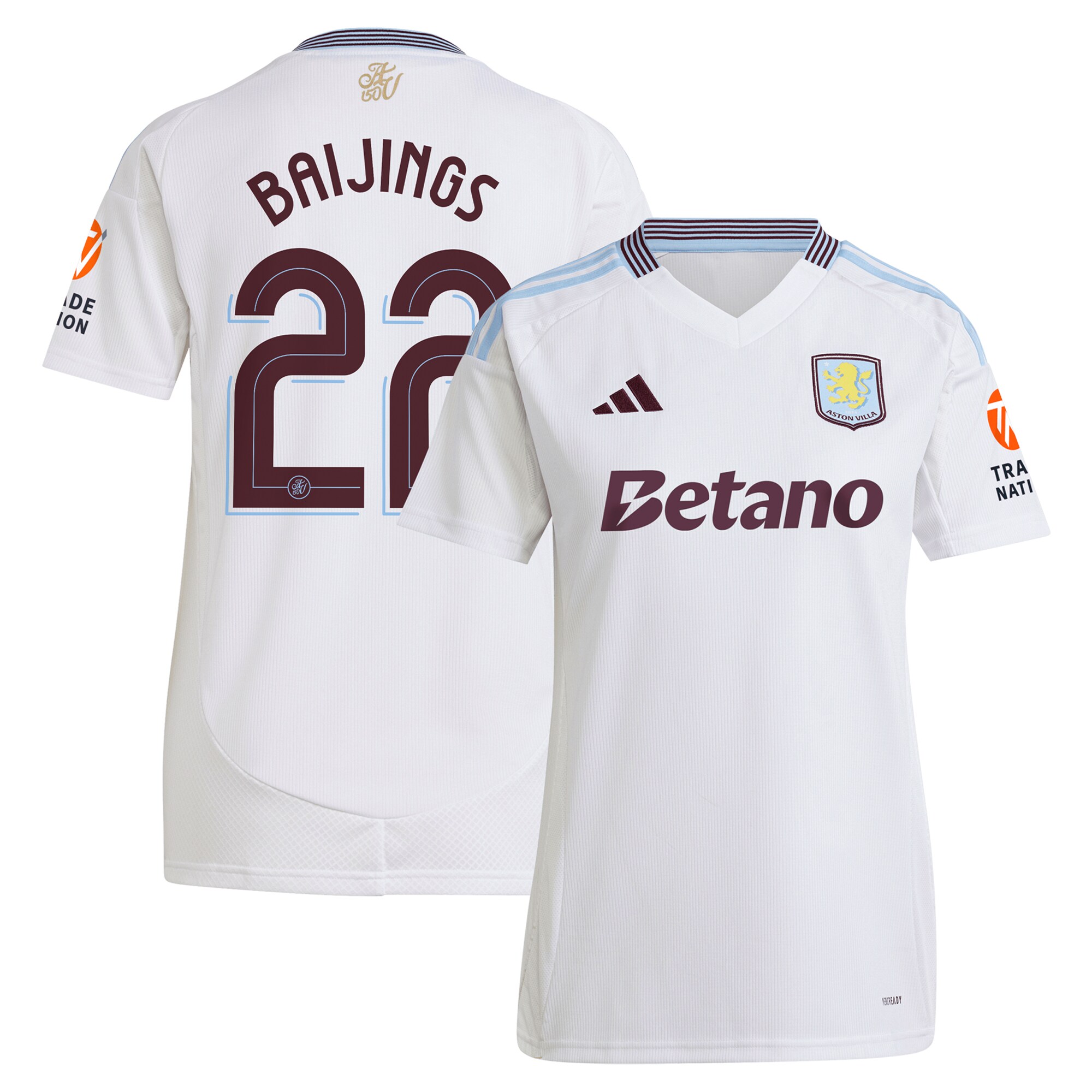 Aston Villa Jerseys - Official aston villa adidas away shirt 2024-25 – womens with baijings 22 cup printing Collection for AVFC Fans