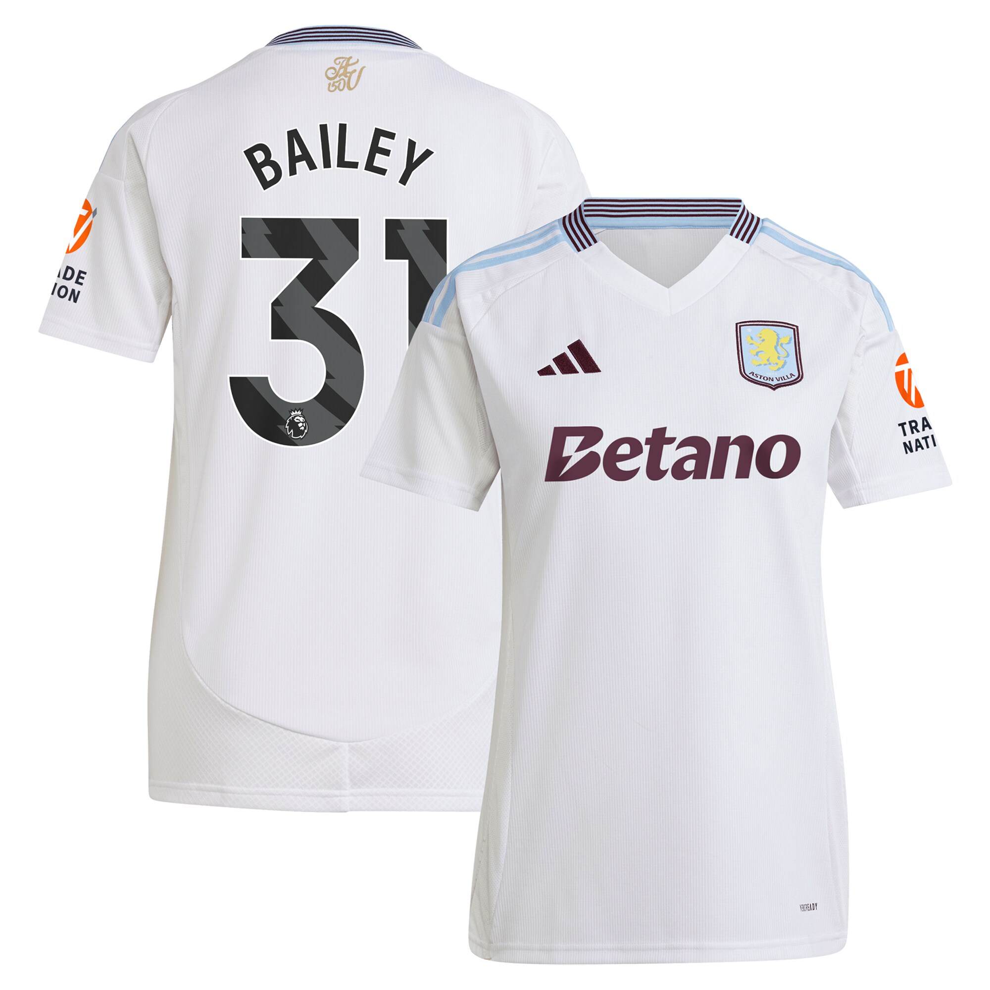 Aston Villa Jerseys - Official aston villa adidas away shirt 2024-25 – womens with bailey 31 printing Collection for AVFC Fans