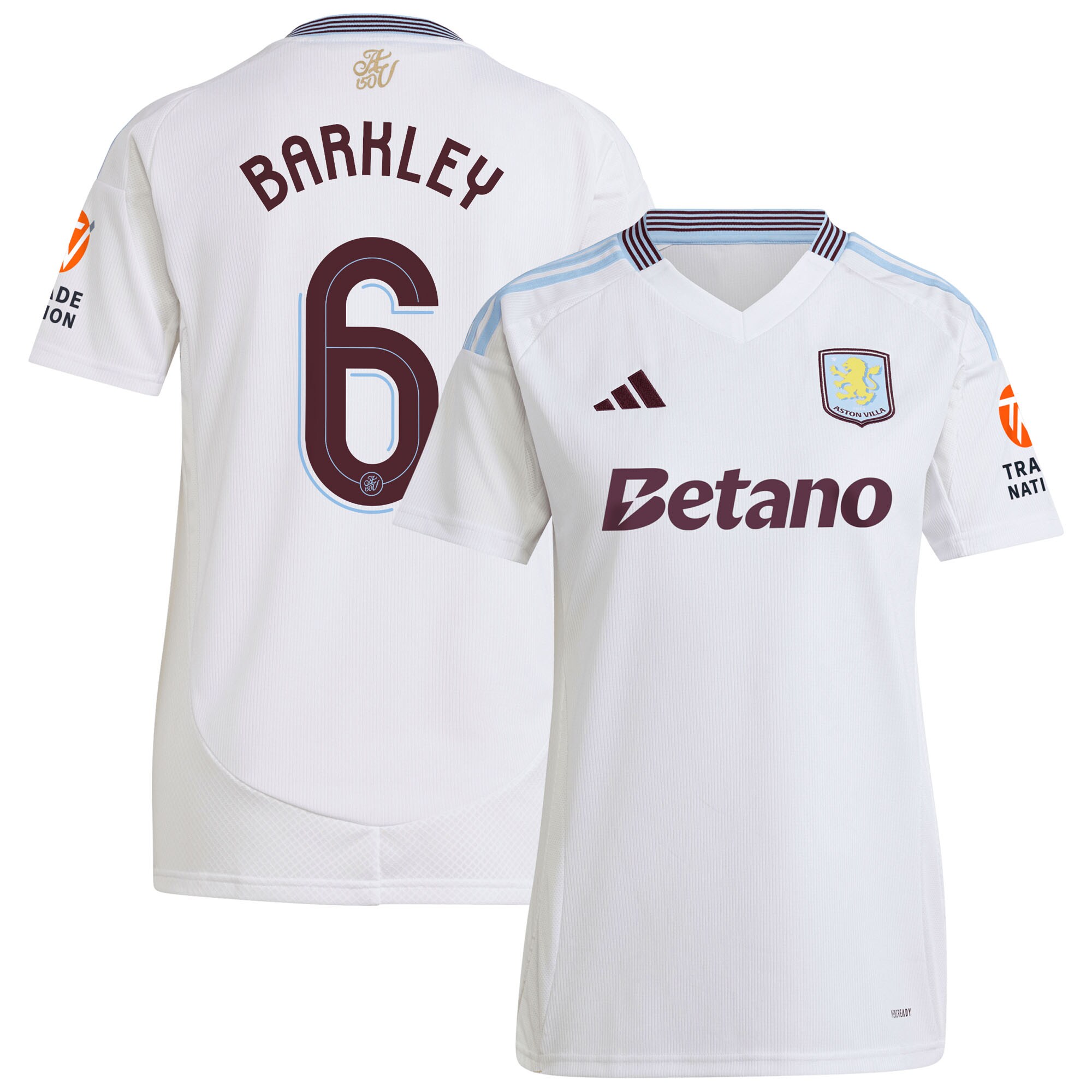Aston Villa Jerseys - Official aston villa adidas away shirt 2024-25 – womens with barkley 6 cup printing Collection for AVFC Fans