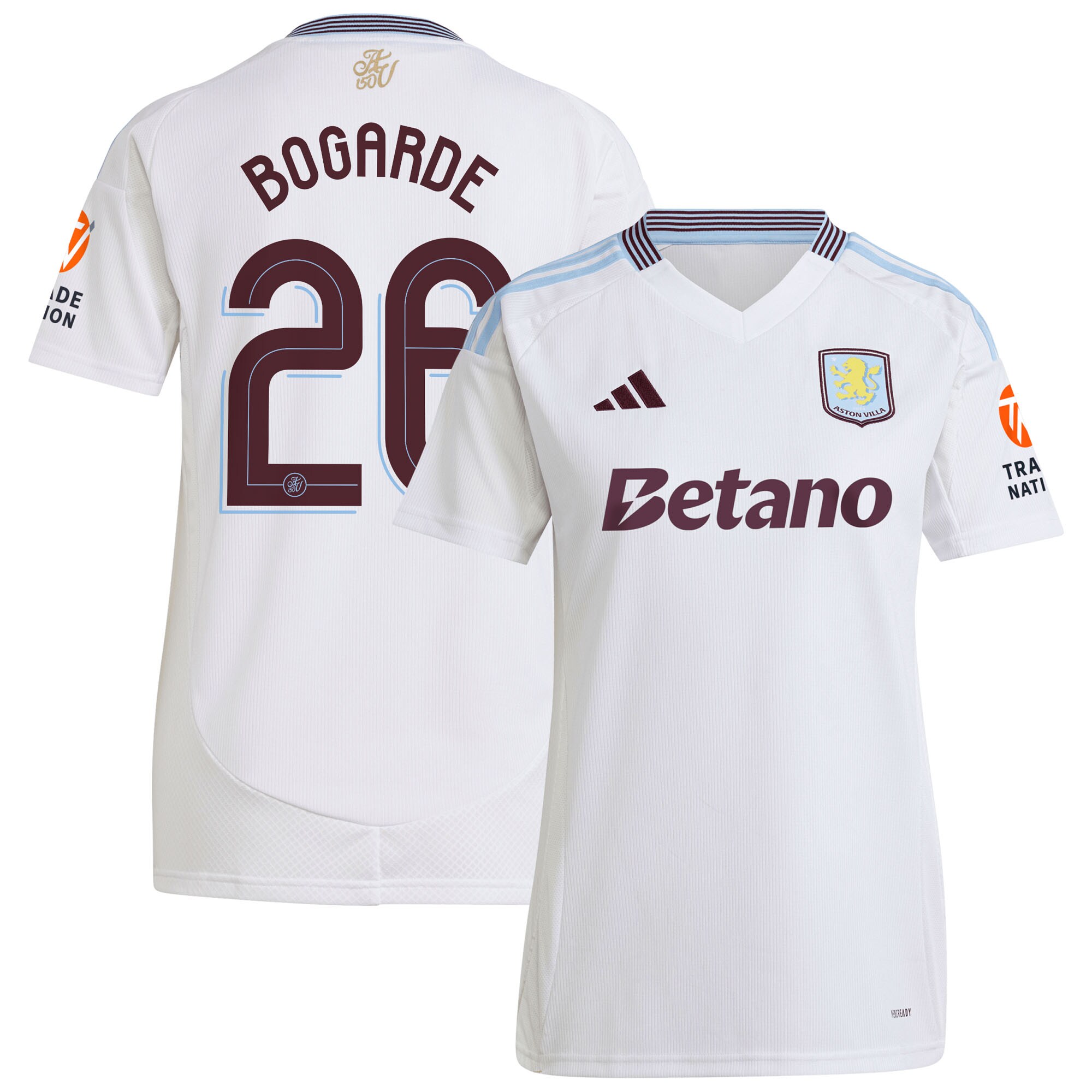 Aston Villa Jerseys - Official aston villa adidas away shirt 2024-25 – womens with bogarde 26 cup printing Collection for AVFC Fans
