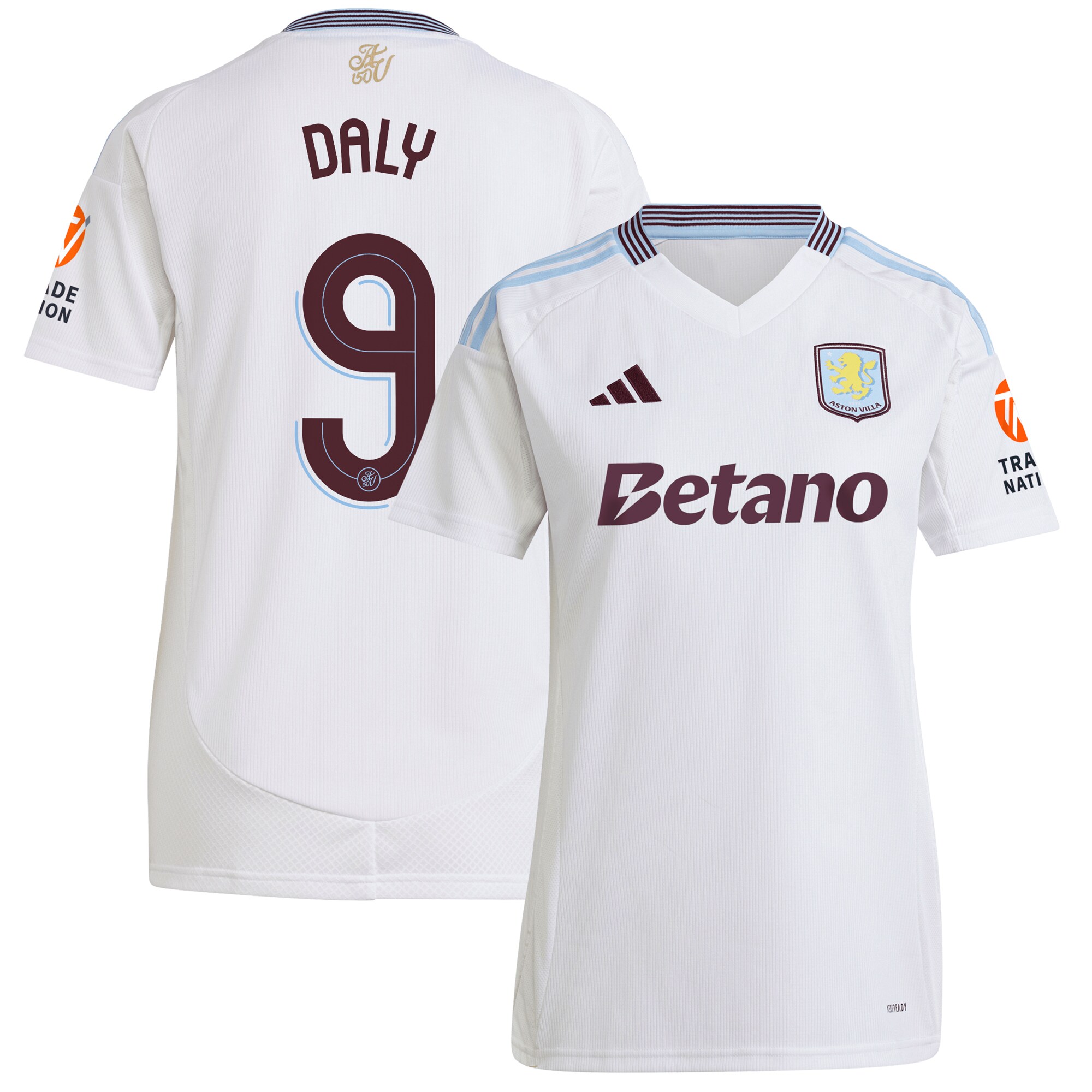 Aston Villa Jerseys - Official aston villa adidas away shirt 2024-25 – womens with daly 9 cup printing Collection for AVFC Fans