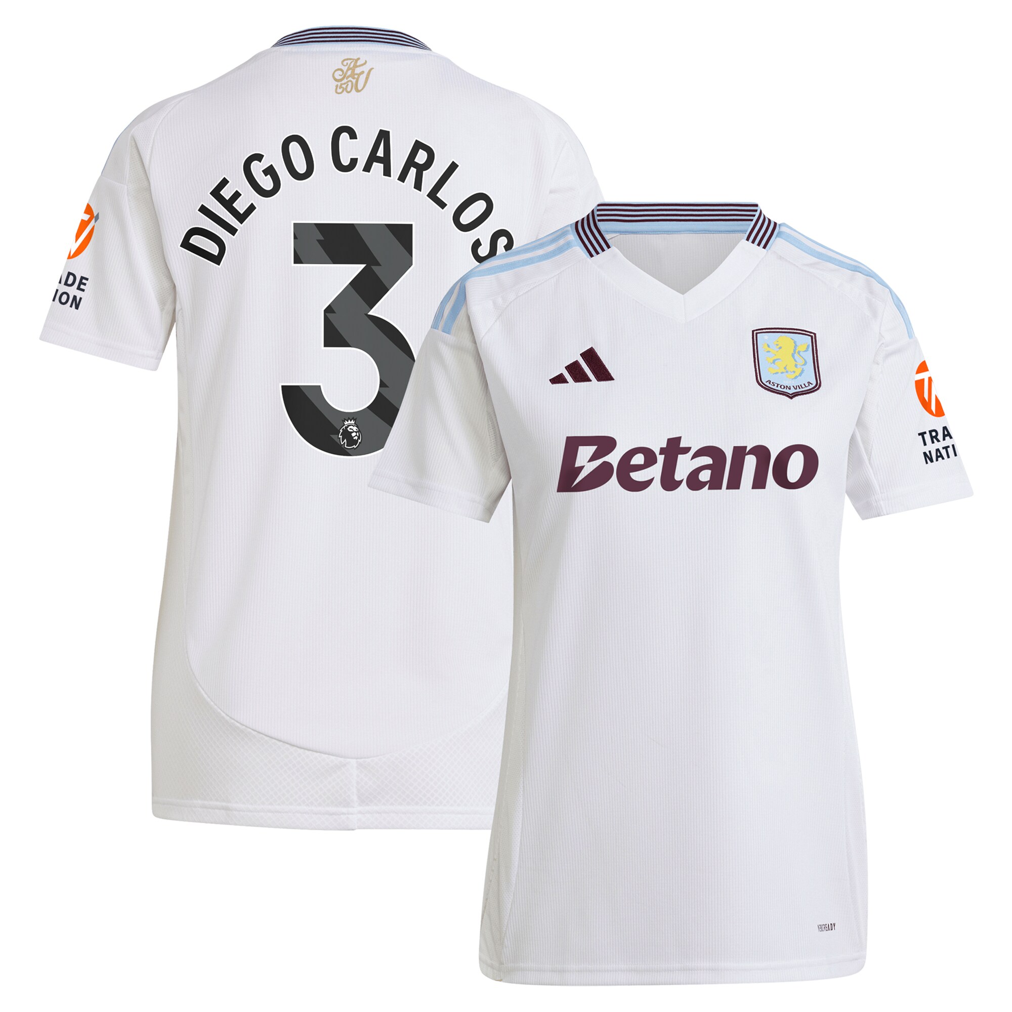 Aston Villa Jerseys - Official aston villa adidas away shirt 2024-25 – womens with diego carlos 3 printing Collection for AVFC Fans