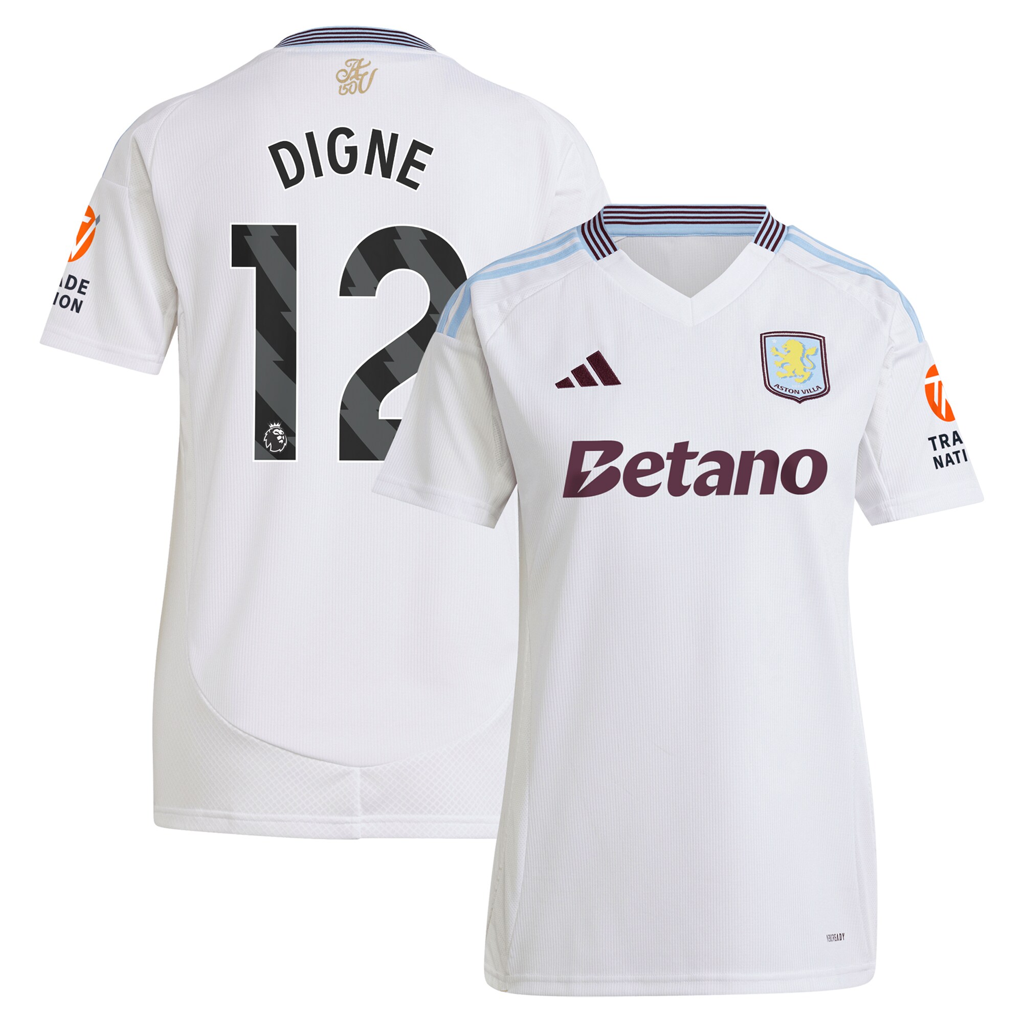 Aston Villa Jerseys - Official aston villa adidas away shirt 2024-25 – womens with digne 12 printing Collection for AVFC Fans