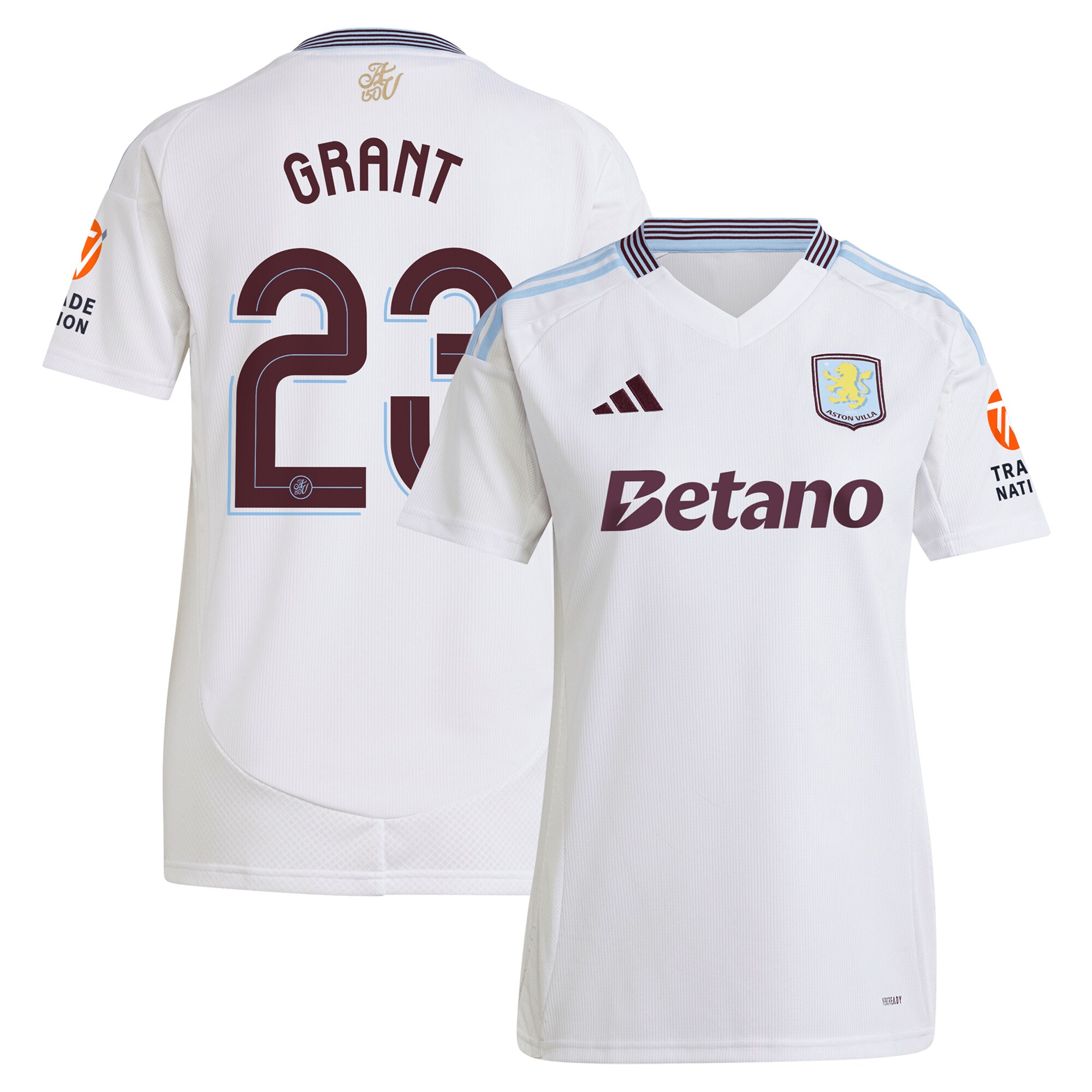 Aston Villa Jerseys - Official aston villa adidas away shirt 2024-25 – womens with grant 23 cup printing Collection for AVFC Fans