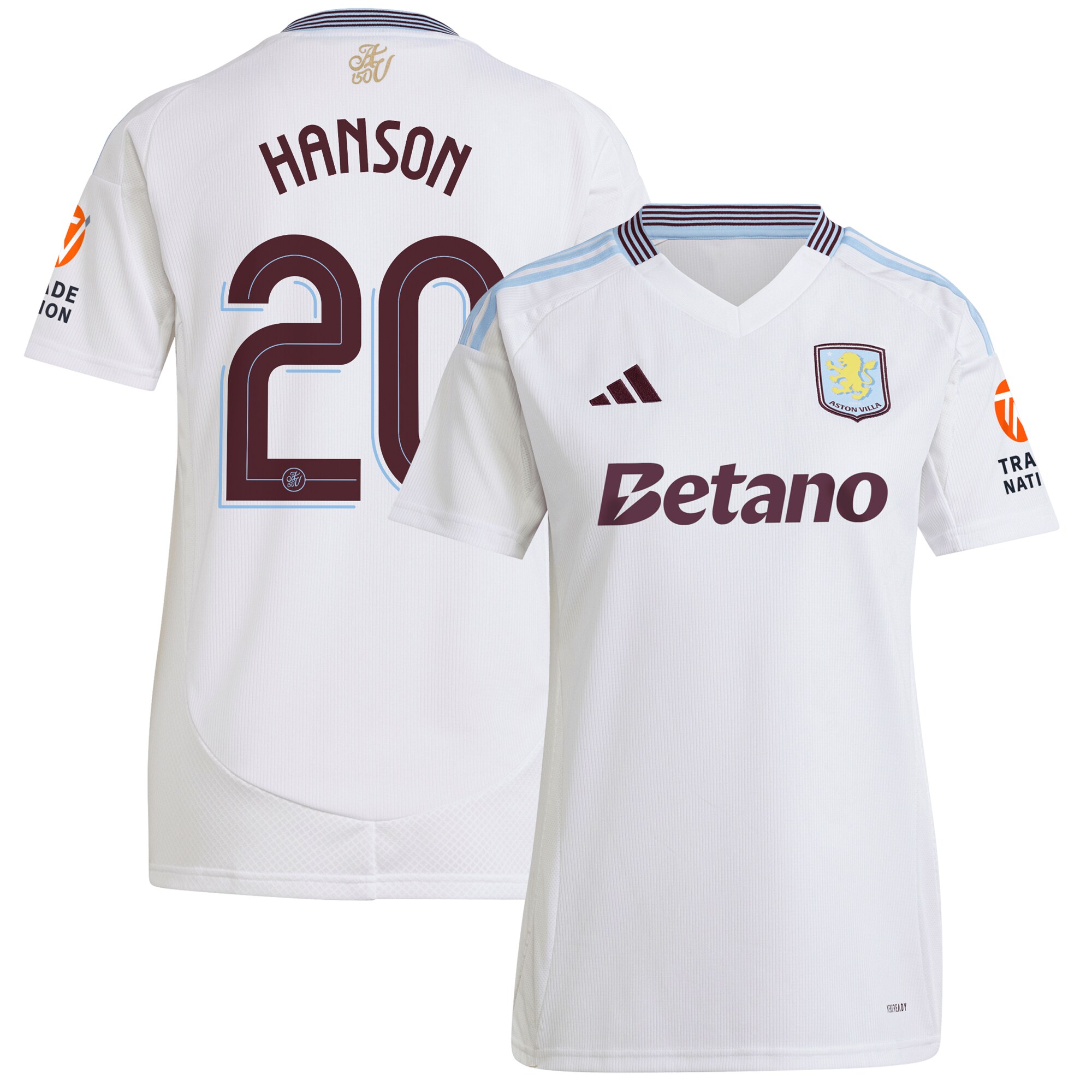 Aston Villa Jerseys - Official aston villa adidas away shirt 2024-25 – womens with hanson 20 cup printing Collection for AVFC Fans