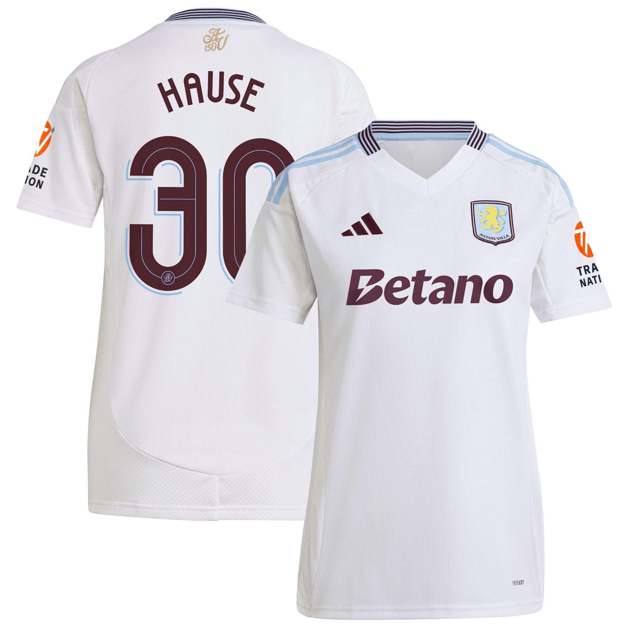 Aston Villa Jerseys - Official aston villa adidas away shirt 2024-25 – womens with hause 30 cup printing Collection for AVFC Fans