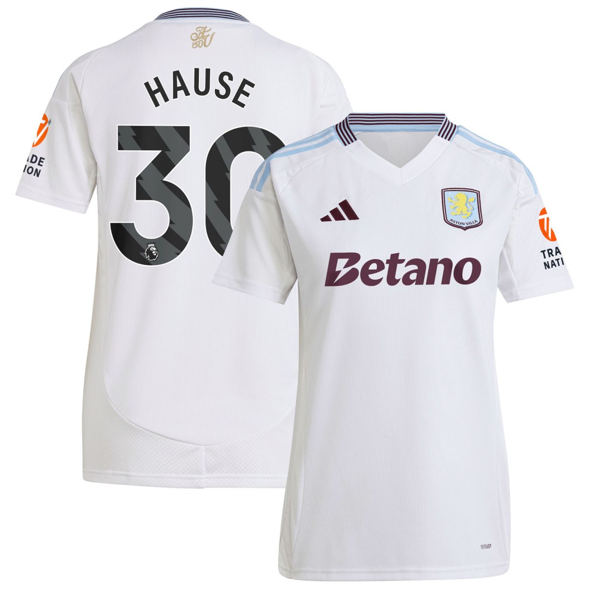 Aston Villa Jerseys - Official aston villa adidas away shirt 2024-25 – womens with hause 30 printing Collection for AVFC Fans