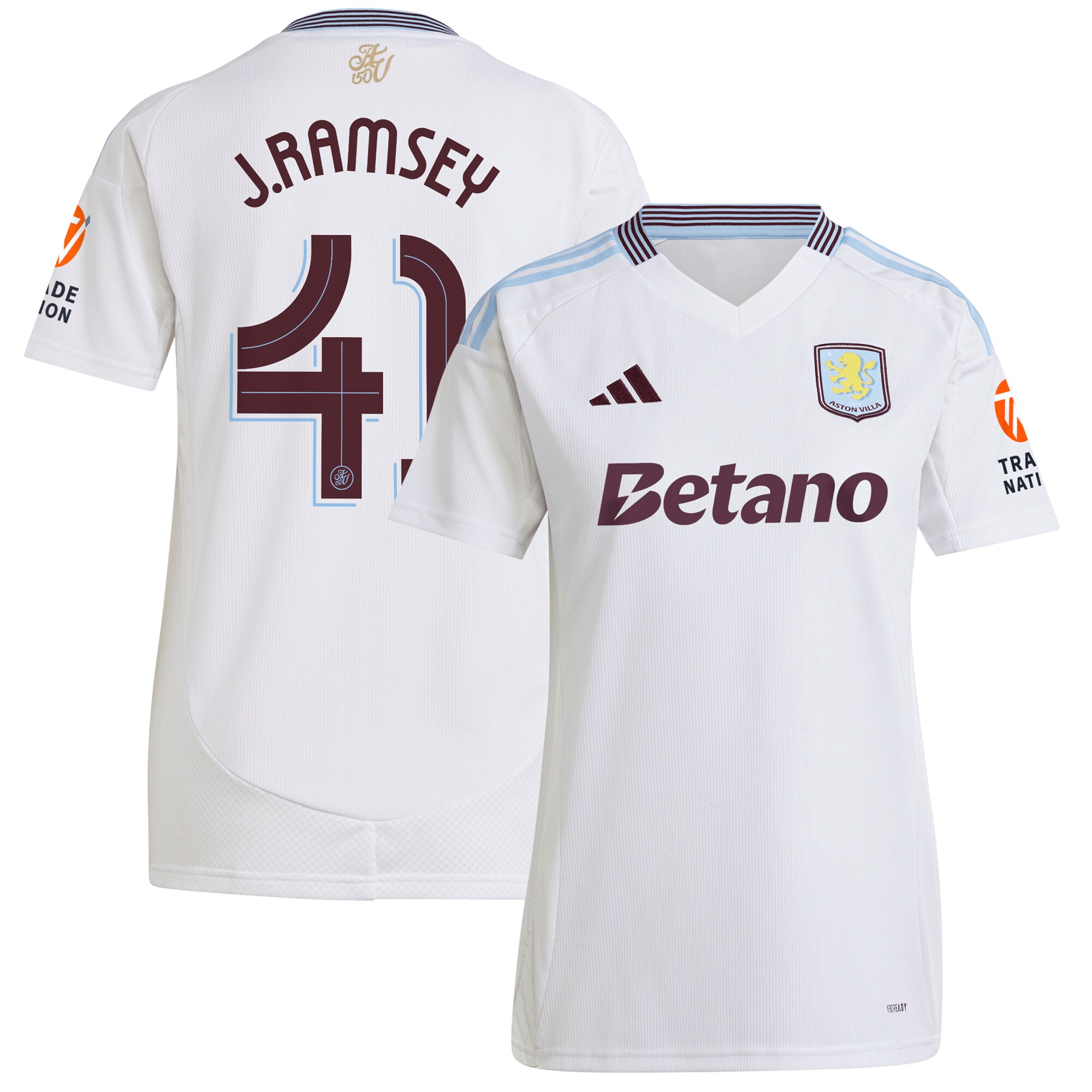 Aston Villa Jerseys - Official aston villa adidas away shirt 2024-25 – womens with j. ramsey 41 cup printing Collection for AVFC Fans