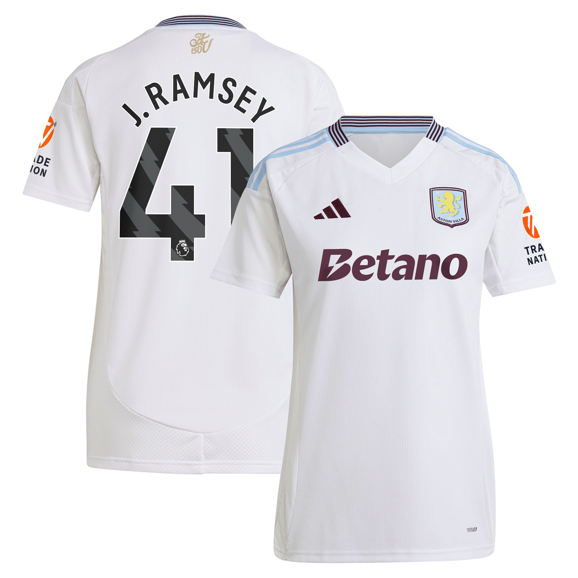 Aston Villa Jerseys - Official aston villa adidas away shirt 2024-25 – womens with j. ramsey 41 printing Collection for AVFC Fans