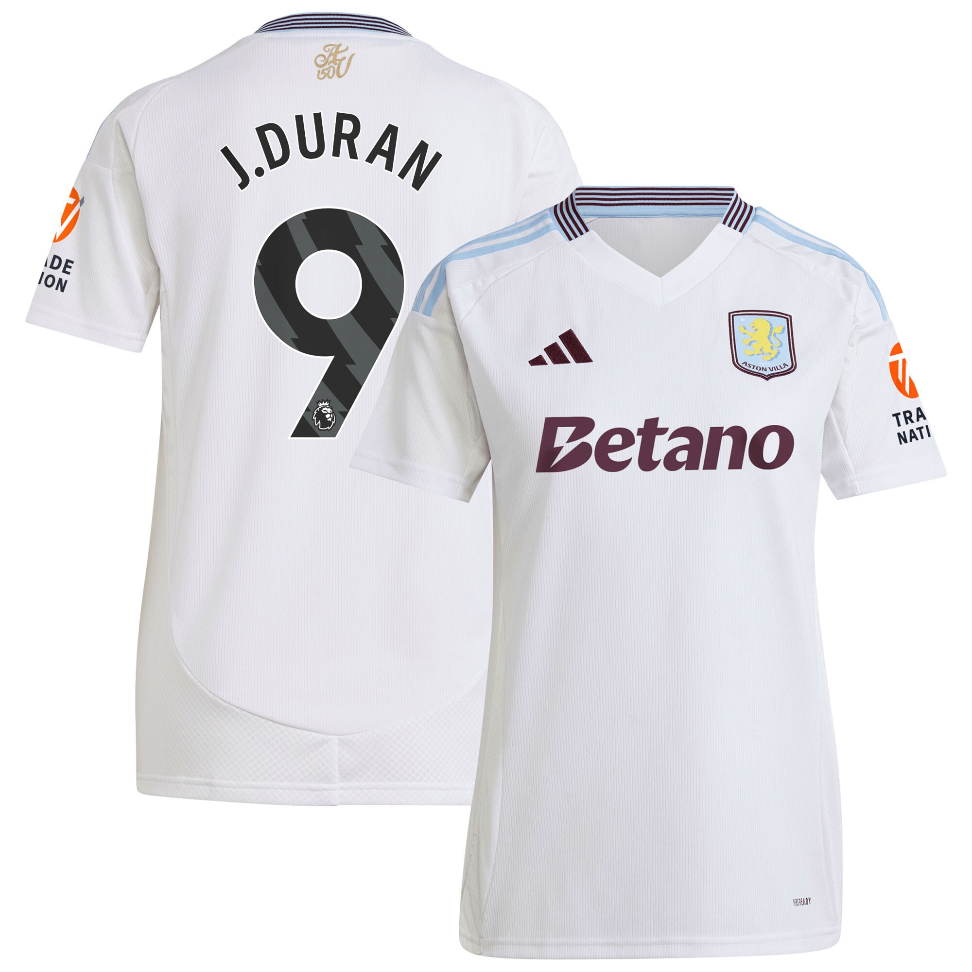 Aston Villa Jerseys - Official aston villa adidas away shirt 2024-25 – womens with j.duran 9 printing Collection for AVFC Fans