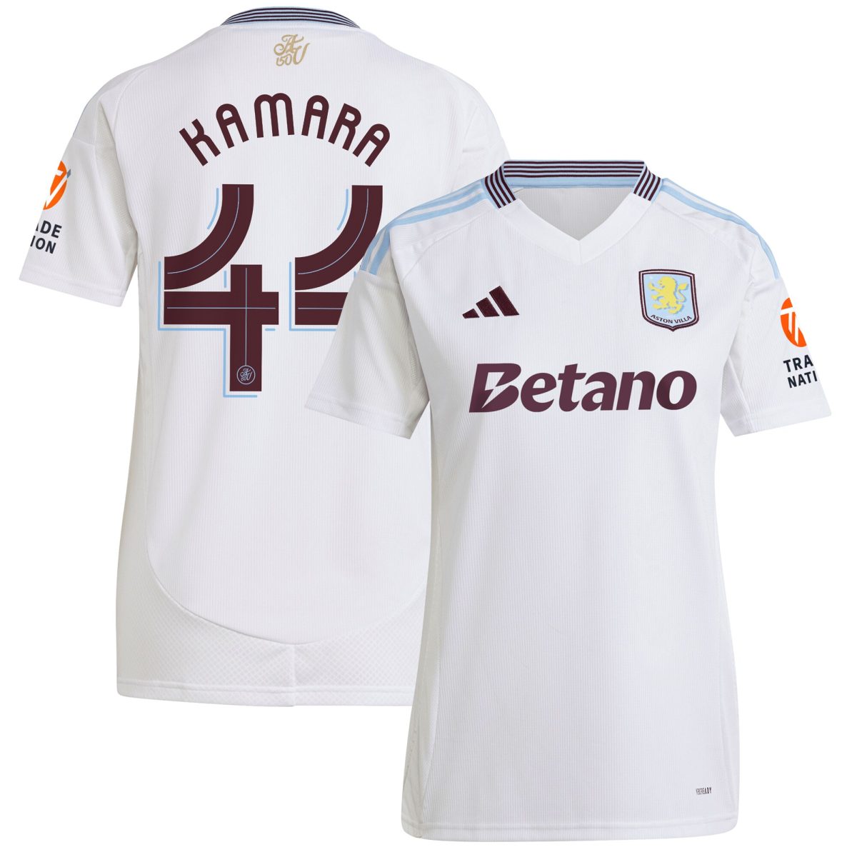 Aston Villa Jerseys - Official aston villa adidas away shirt 2024-25 – womens with kamara 44 cup printing Collection for AVFC Fans