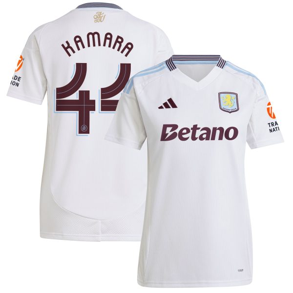 Aston Villa Jerseys - Official aston villa adidas away shirt 2024-25 – womens with kamara 44 cup printing Collection for AVFC Fans