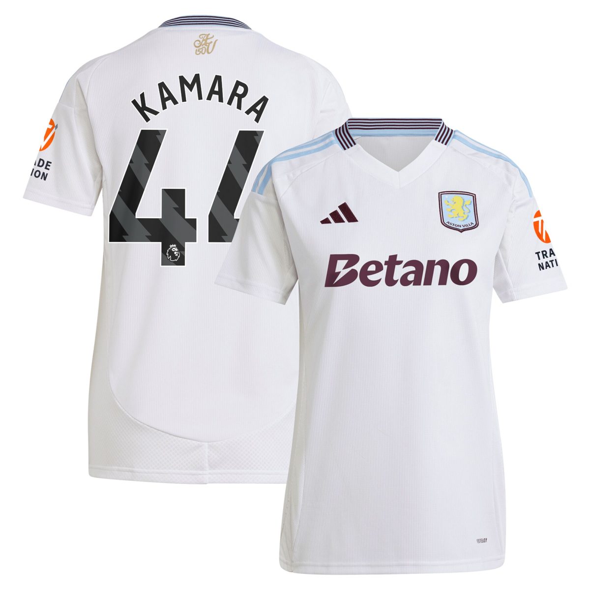 Aston Villa Jerseys - Official aston villa adidas away shirt 2024-25 – womens with kamara 44 printing Collection for AVFC Fans