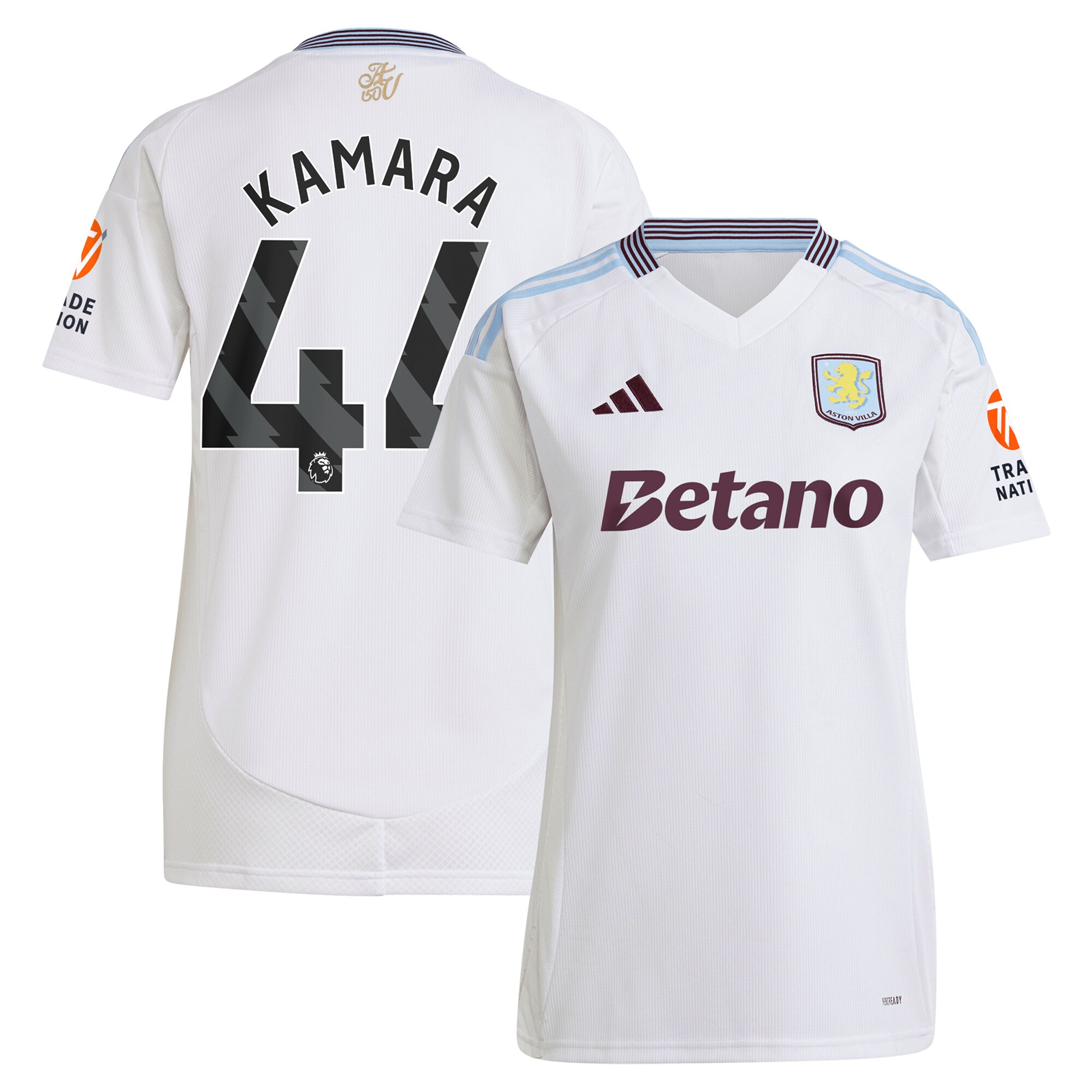 Aston Villa Jerseys - Official aston villa adidas away shirt 2024-25 – womens with kamara 44 printing Collection for AVFC Fans