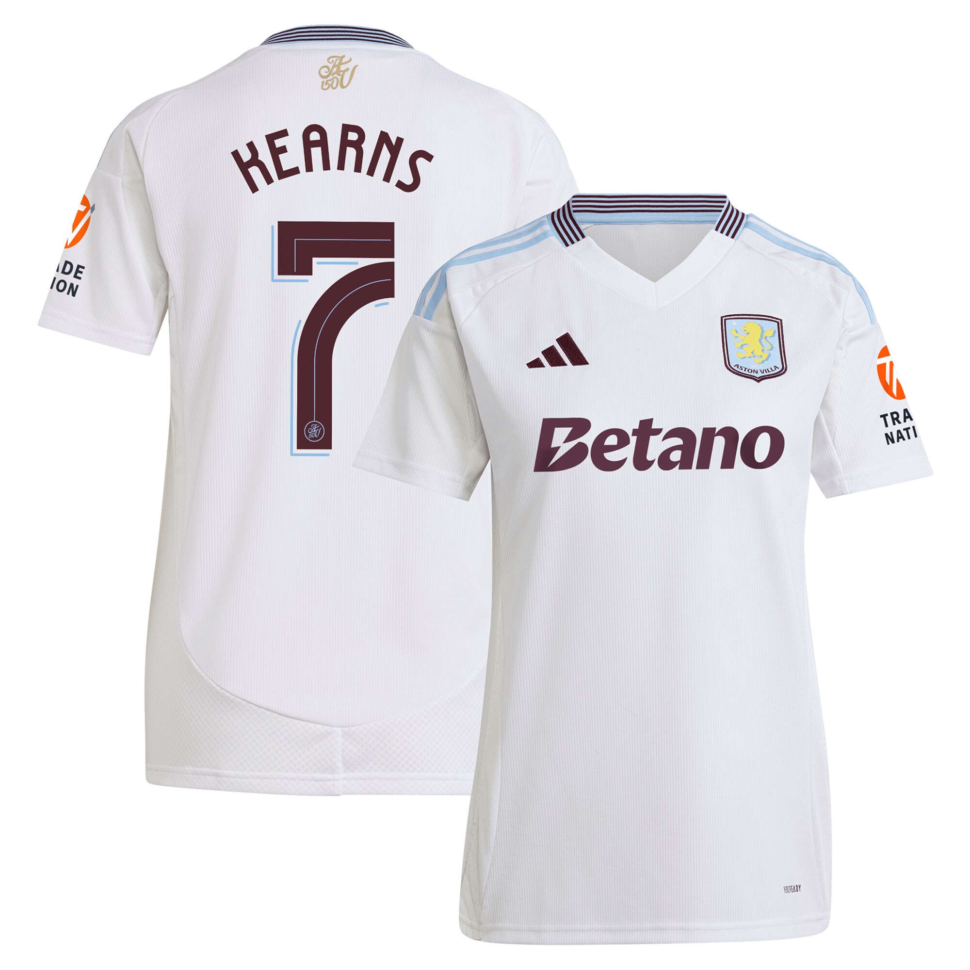 Aston Villa Jerseys - Official aston villa adidas away shirt 2024-25 – womens with kearns 7 cup printing Collection for AVFC Fans