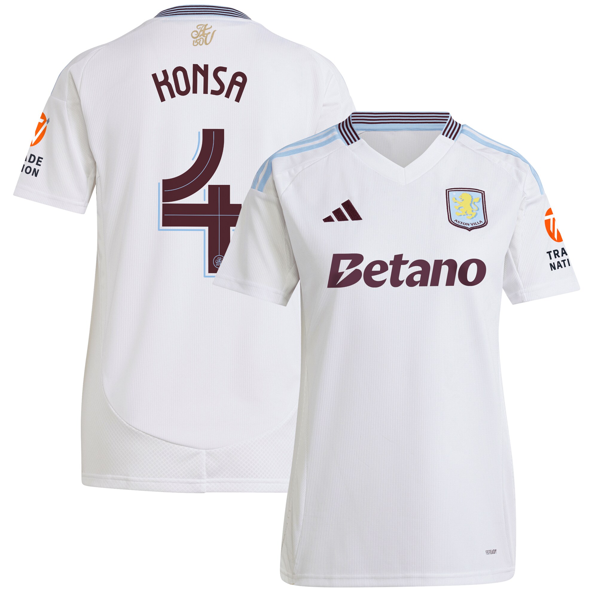 Aston Villa Jerseys - Official aston villa adidas away shirt 2024-25 – womens with konsa 4 cup printing Collection for AVFC Fans