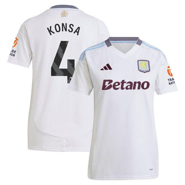 Aston Villa Jerseys - Official aston villa adidas away shirt 2024-25 – womens with konsa 4 printing Collection for AVFC Fans