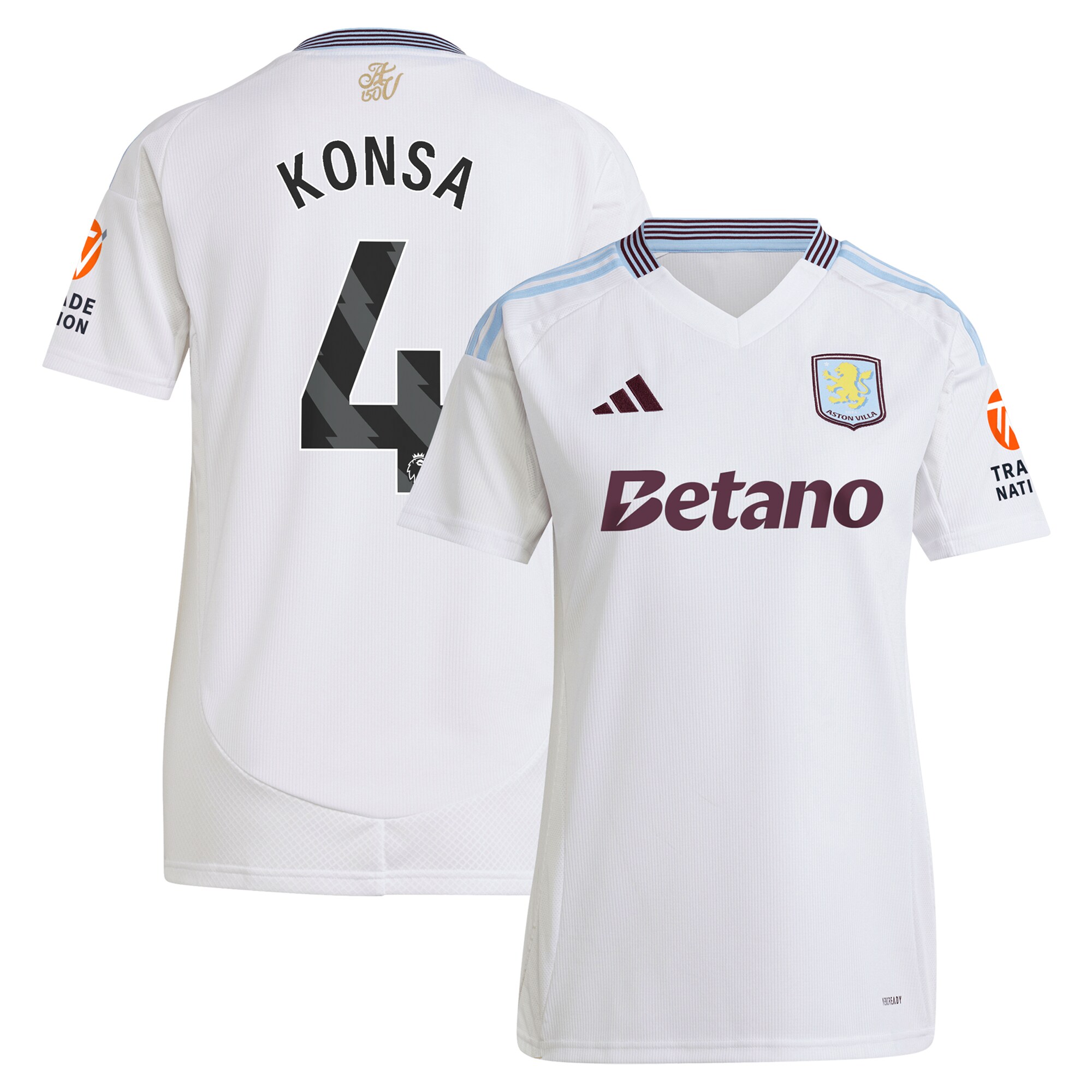 Aston Villa Jerseys - Official aston villa adidas away shirt 2024-25 – womens with konsa 4 printing Collection for AVFC Fans