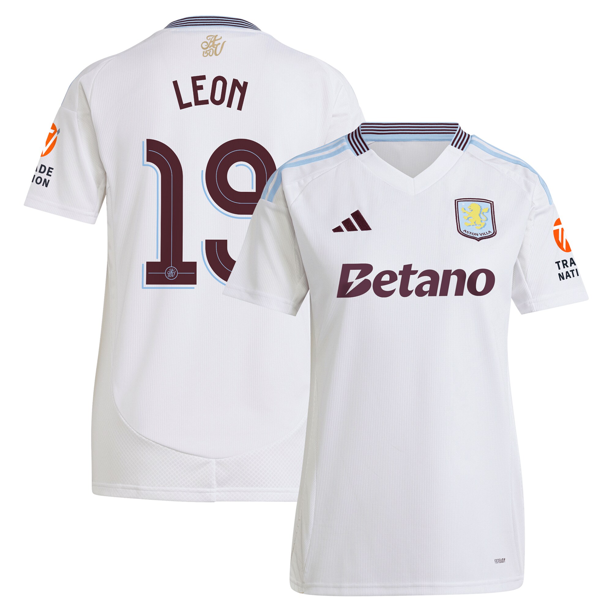 Aston Villa Jerseys - Official aston villa adidas away shirt 2024-25 – womens with leon 19 cup printing Collection for AVFC Fans
