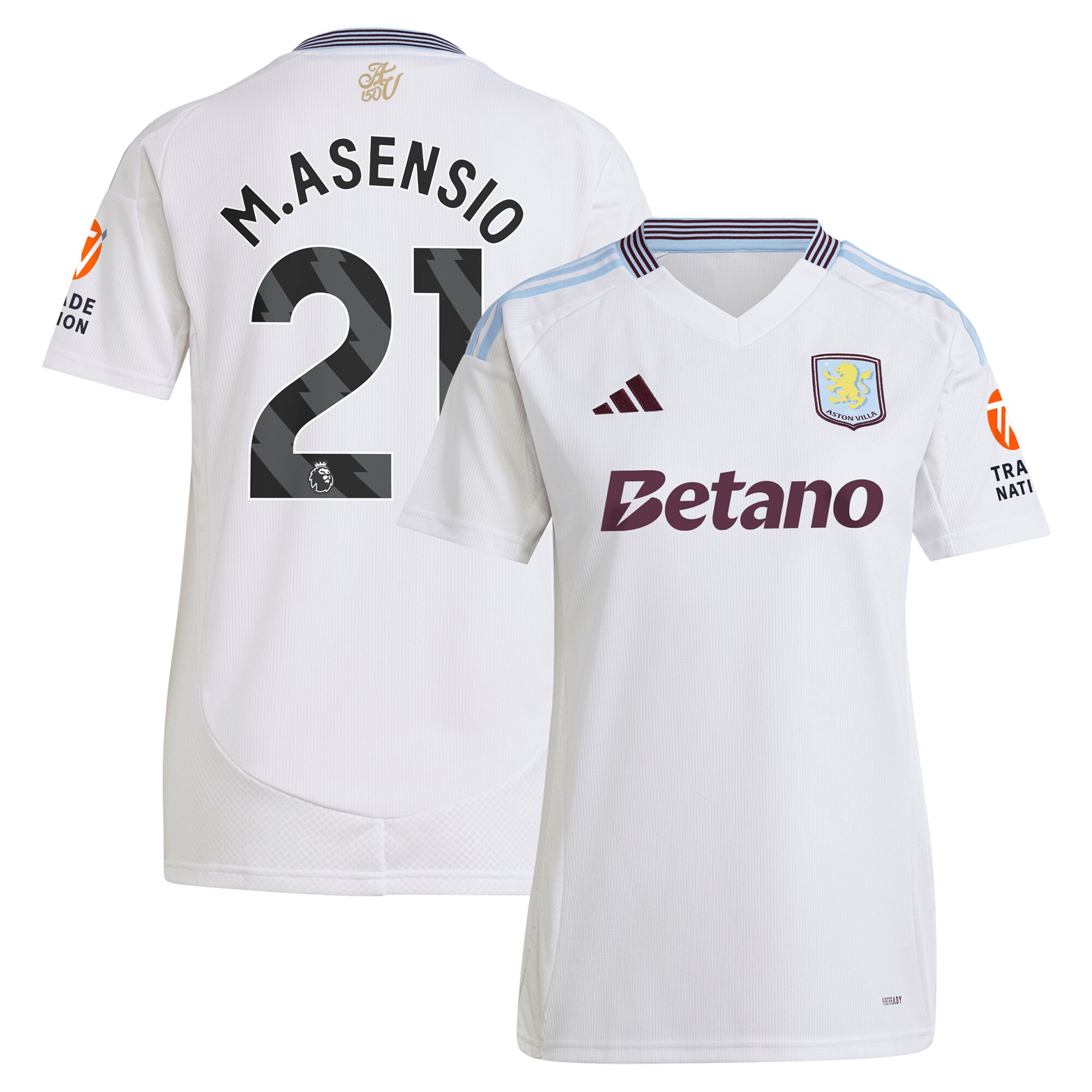 Aston Villa Jerseys - Official aston villa adidas away shirt 2024-25 – womens with m.asensio 21 printing Collection for AVFC Fans