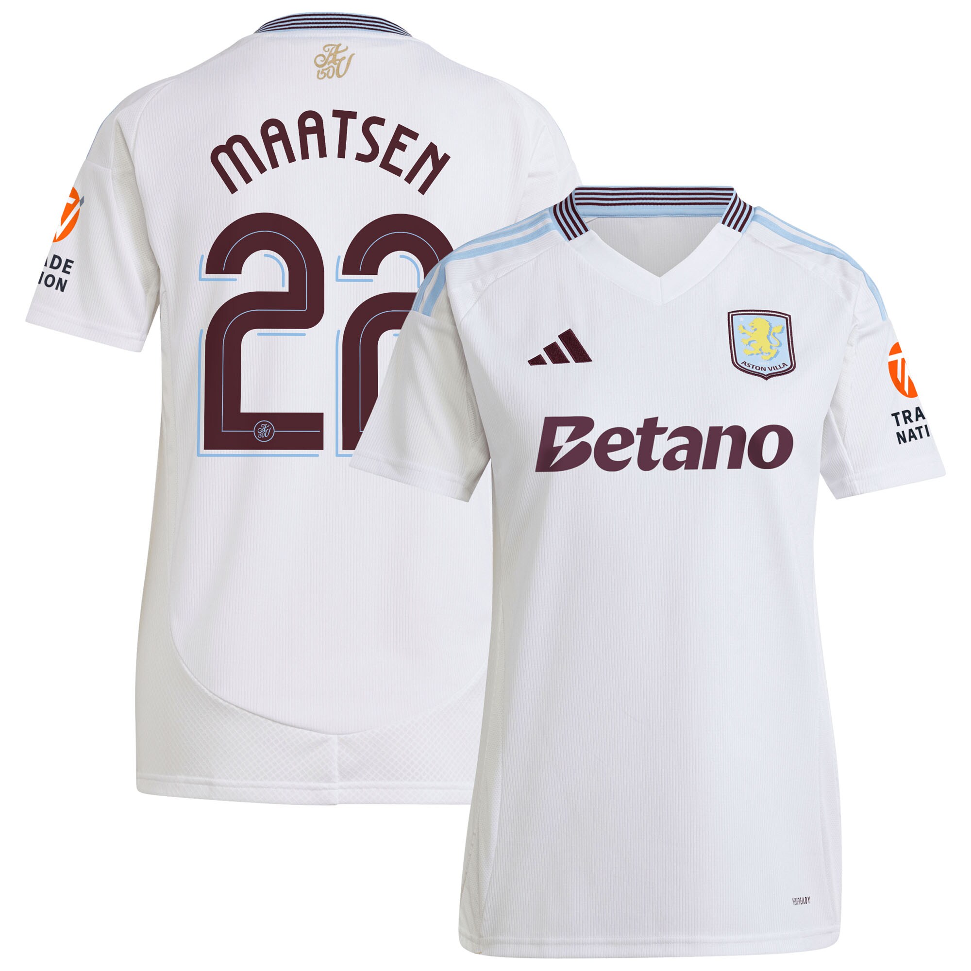 Aston Villa Jerseys - Official aston villa adidas away shirt 2024-25 – womens with maatsen 22 cup printing Collection for AVFC Fans