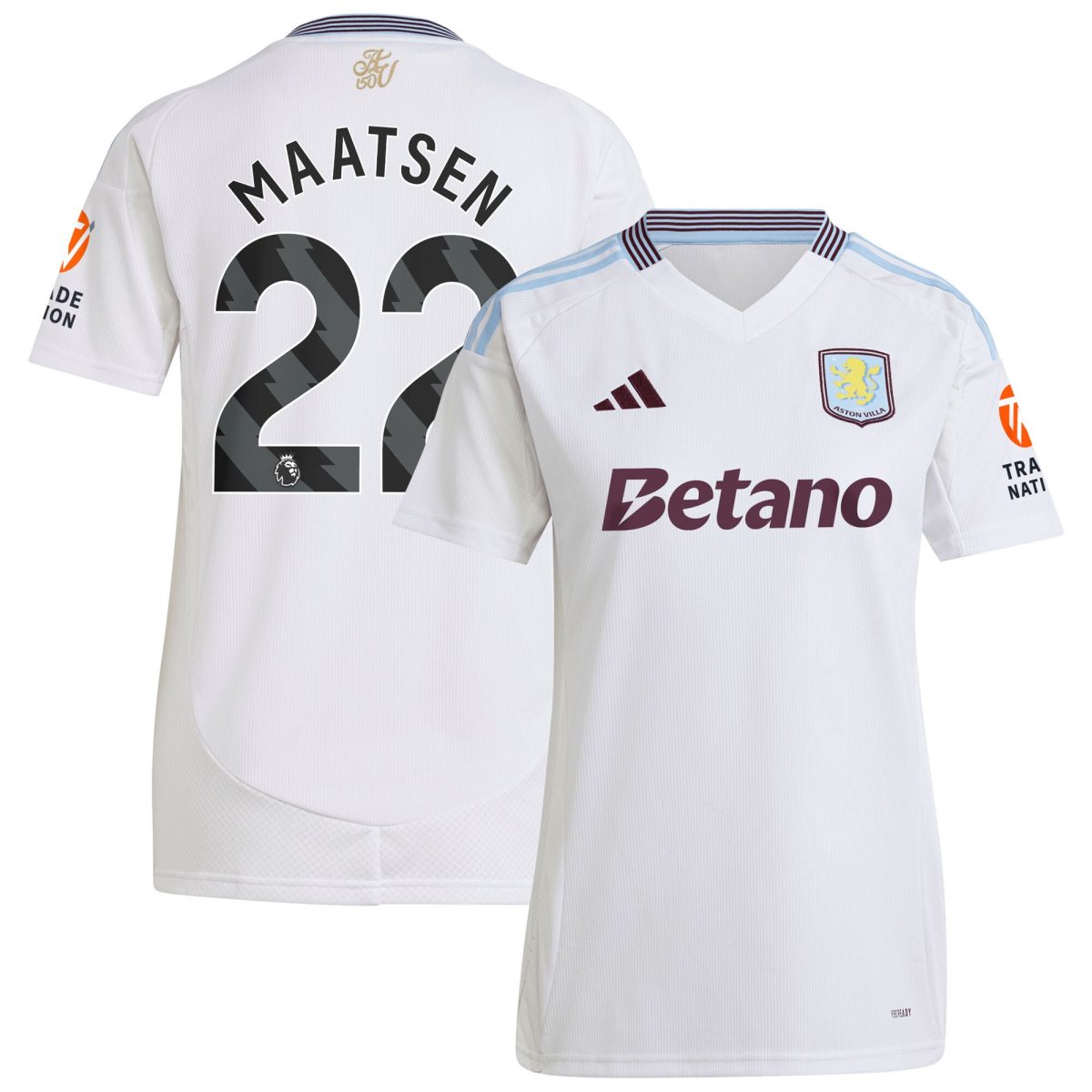 Aston Villa Jerseys - Official aston villa adidas away shirt 2024-25 – womens with maatsen 22 printing Collection for AVFC Fans