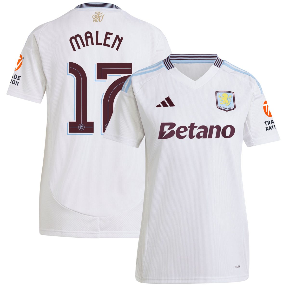 Aston Villa Jerseys - Official aston villa adidas away shirt 2024-25 – womens with malen 17 cup printing Collection for AVFC Fans