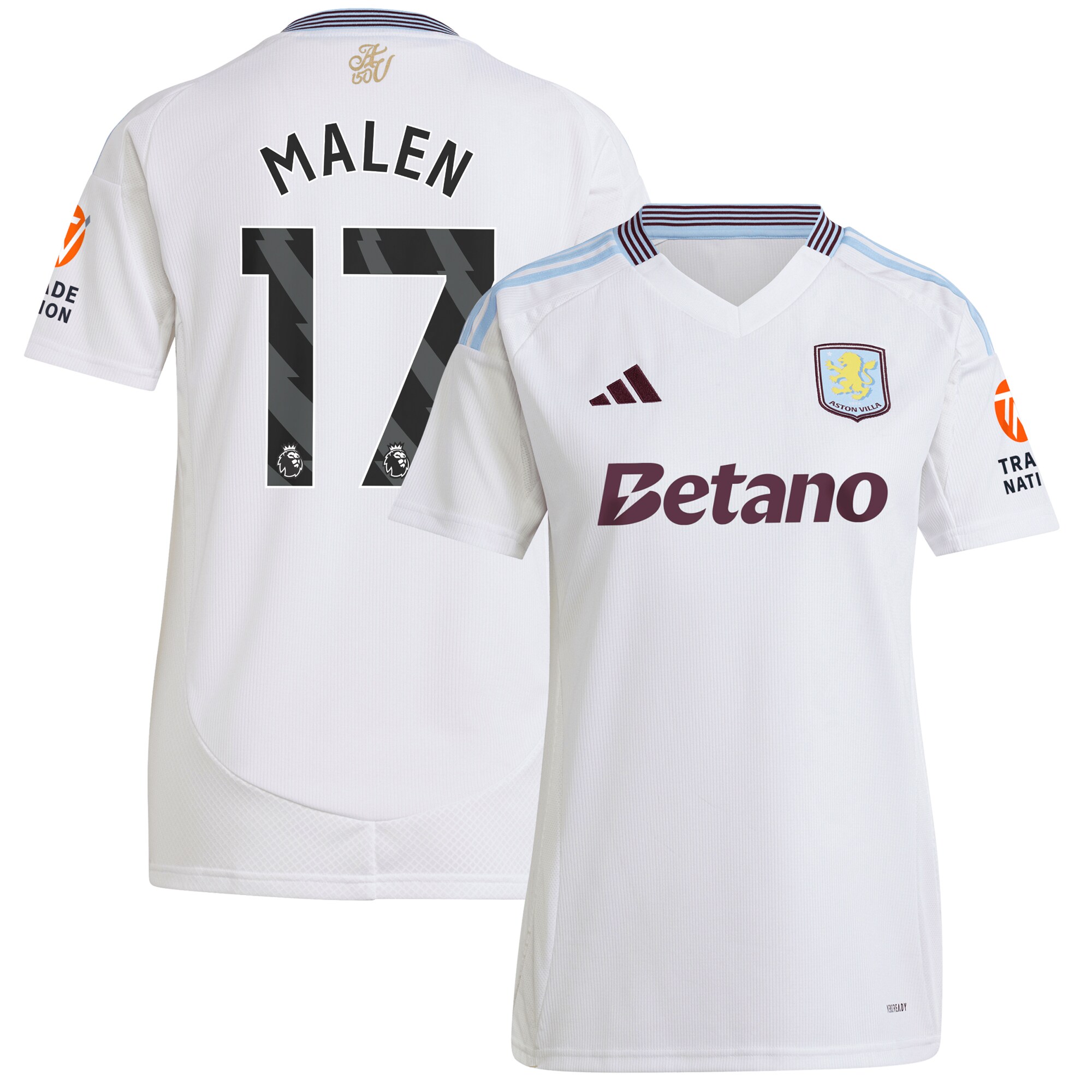 Aston Villa Jerseys - Official aston villa adidas away shirt 2024-25 – womens with malen 17 printing Collection for AVFC Fans